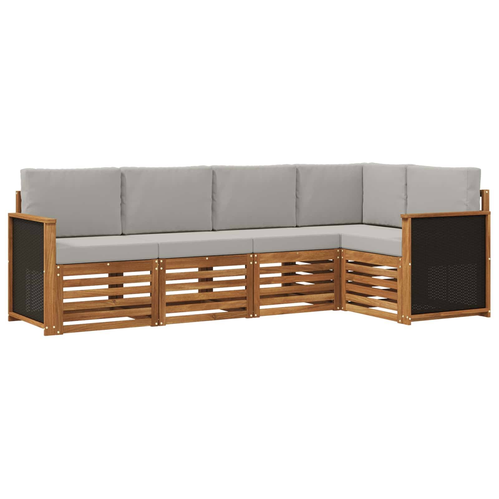 vidaXL Ecksofa Set mit Kissen 4 pcs Natürlich und Hellgrau