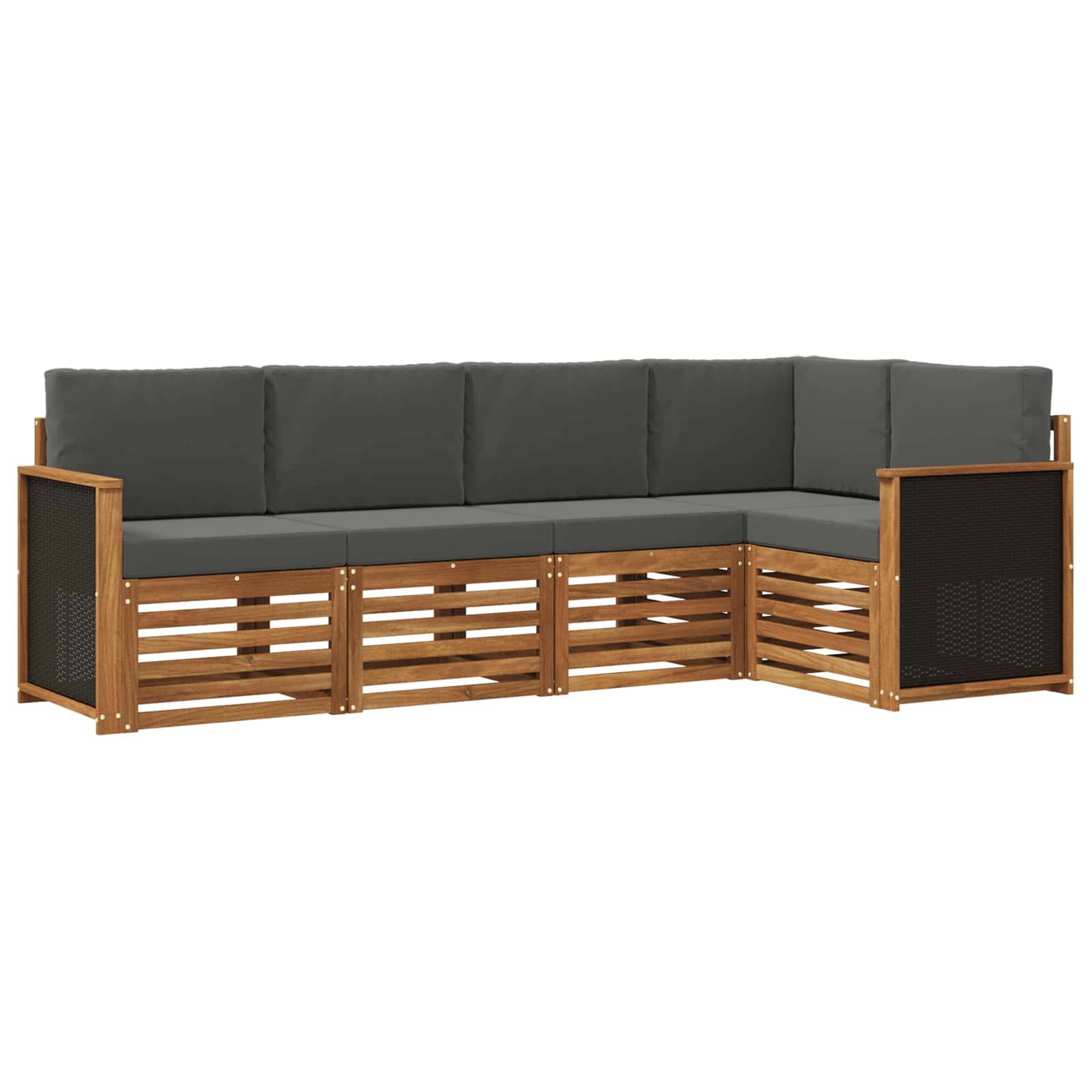 vidaXL Ecksofa Set mit Kissen 4 pcs Natur und Anthrazit