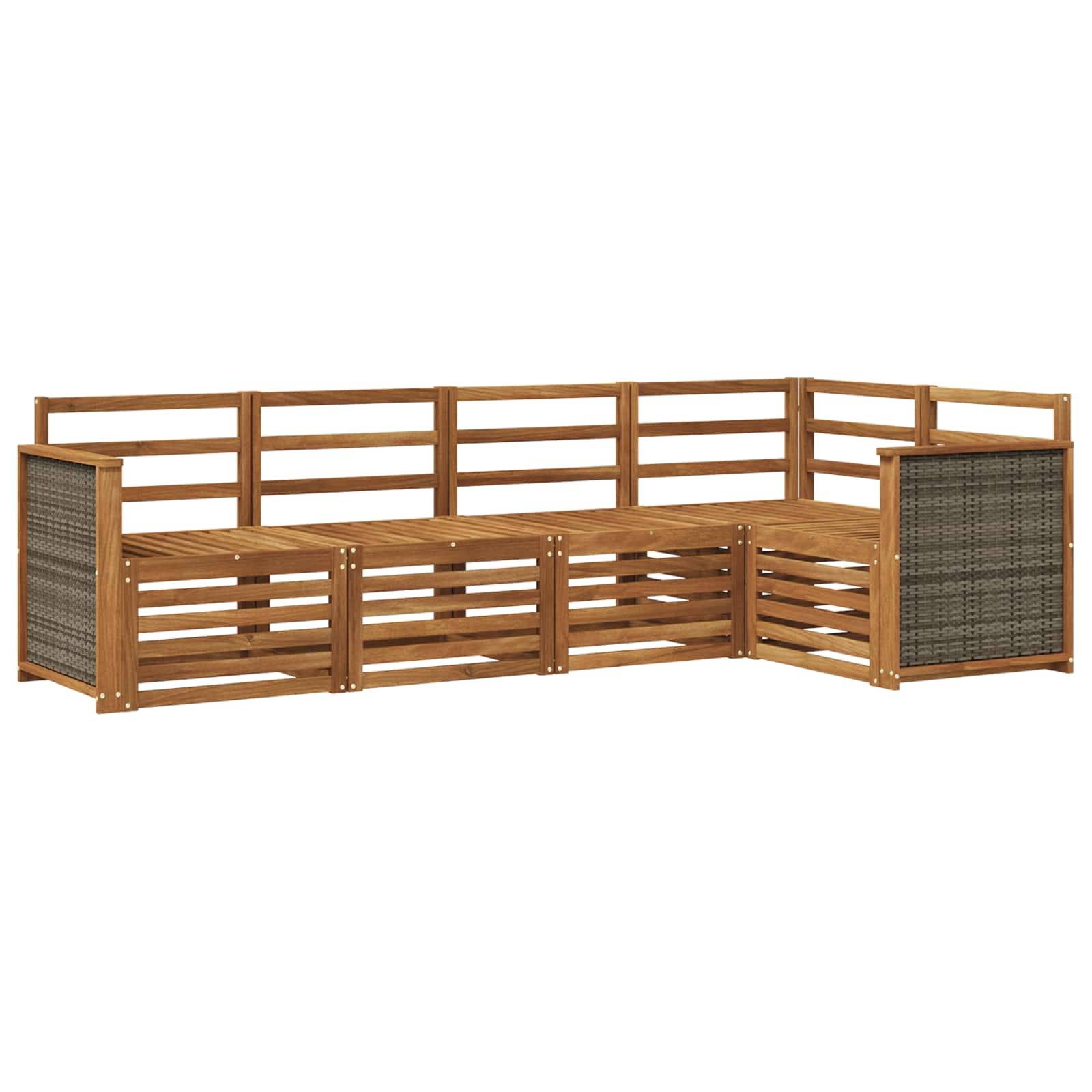 vidaXL Ecksofa Set 4 pcs Natur Massivholz Akazie