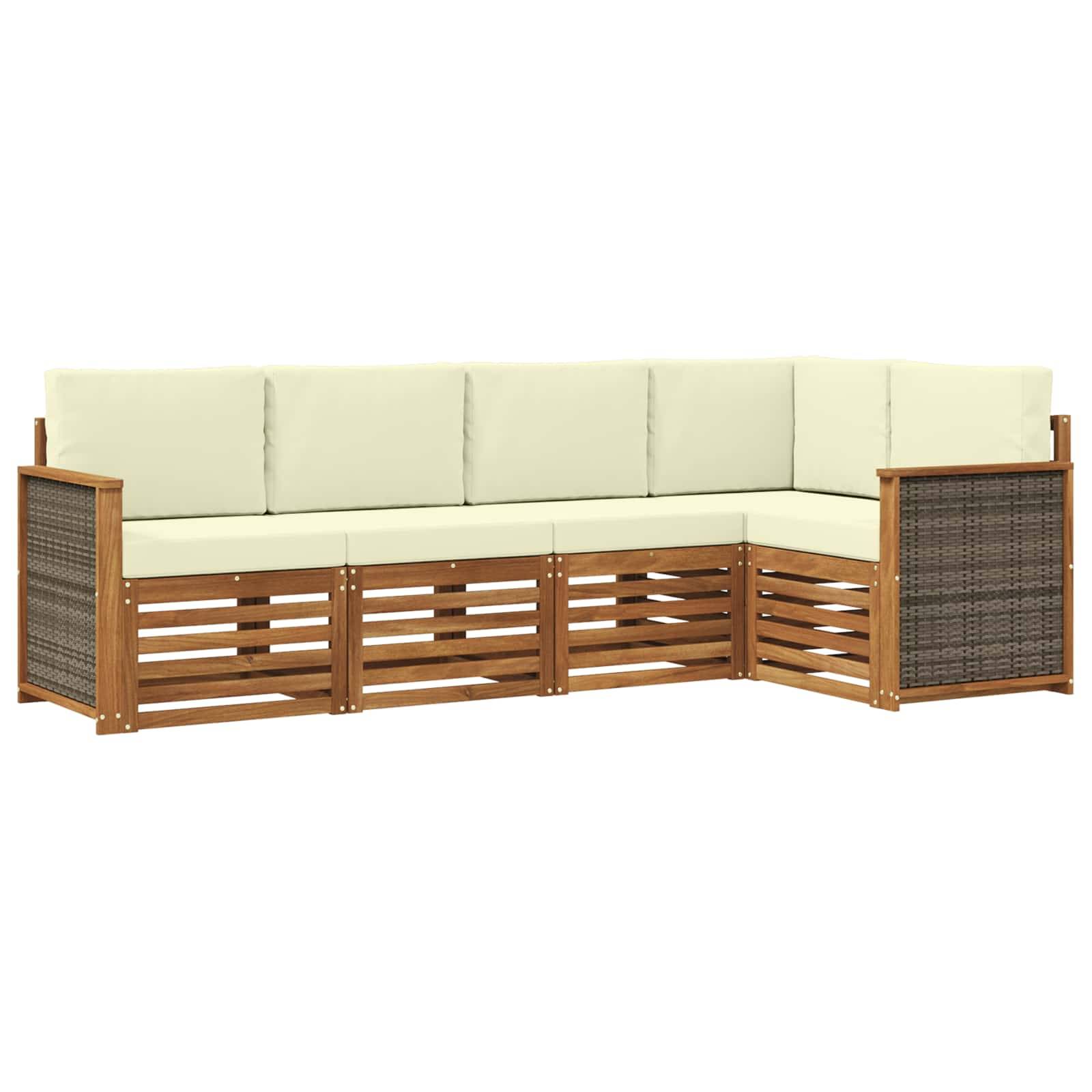 vidaXL Ecksofa Set mit Kissen 4 pcs Natur und Creme
