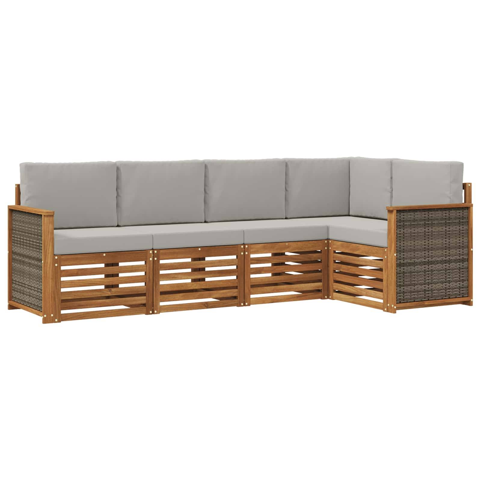 vidaXL Ecksofa Set mit Kissen 4 pcs Natürlich und Hellgrau
