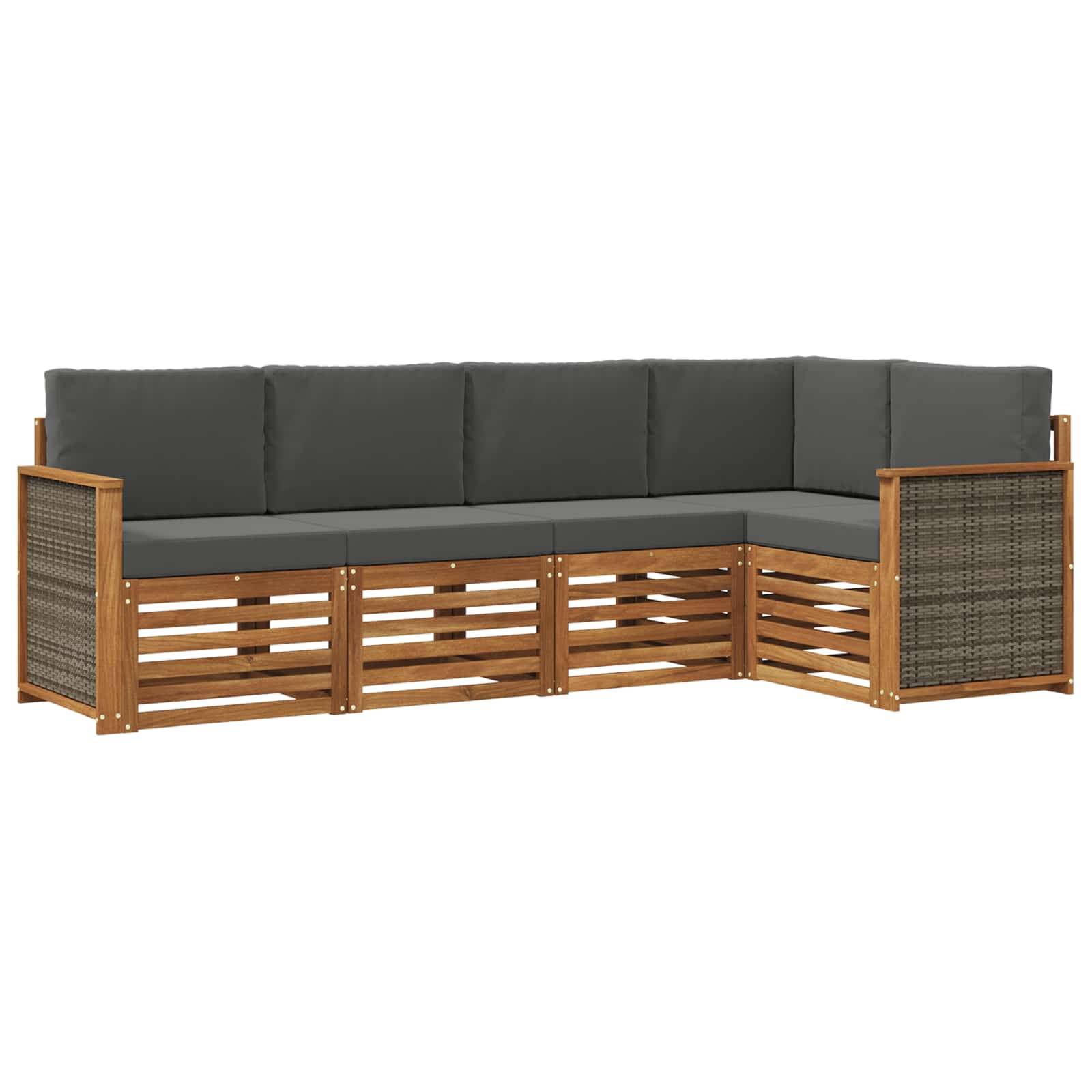 vidaXL Ecksofa Set mit Kissen 4 pcs Natur und Anthrazit