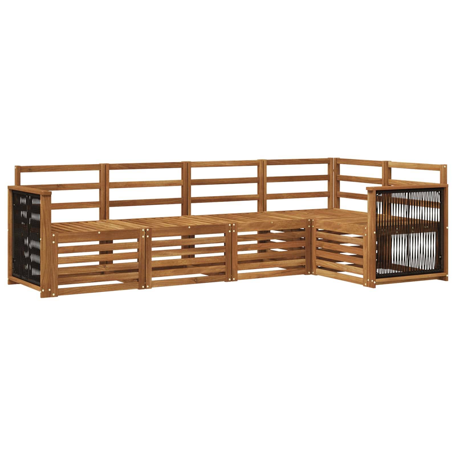 vidaXL Ecksofa Set 4 pcs Natur Massivholz Akazie