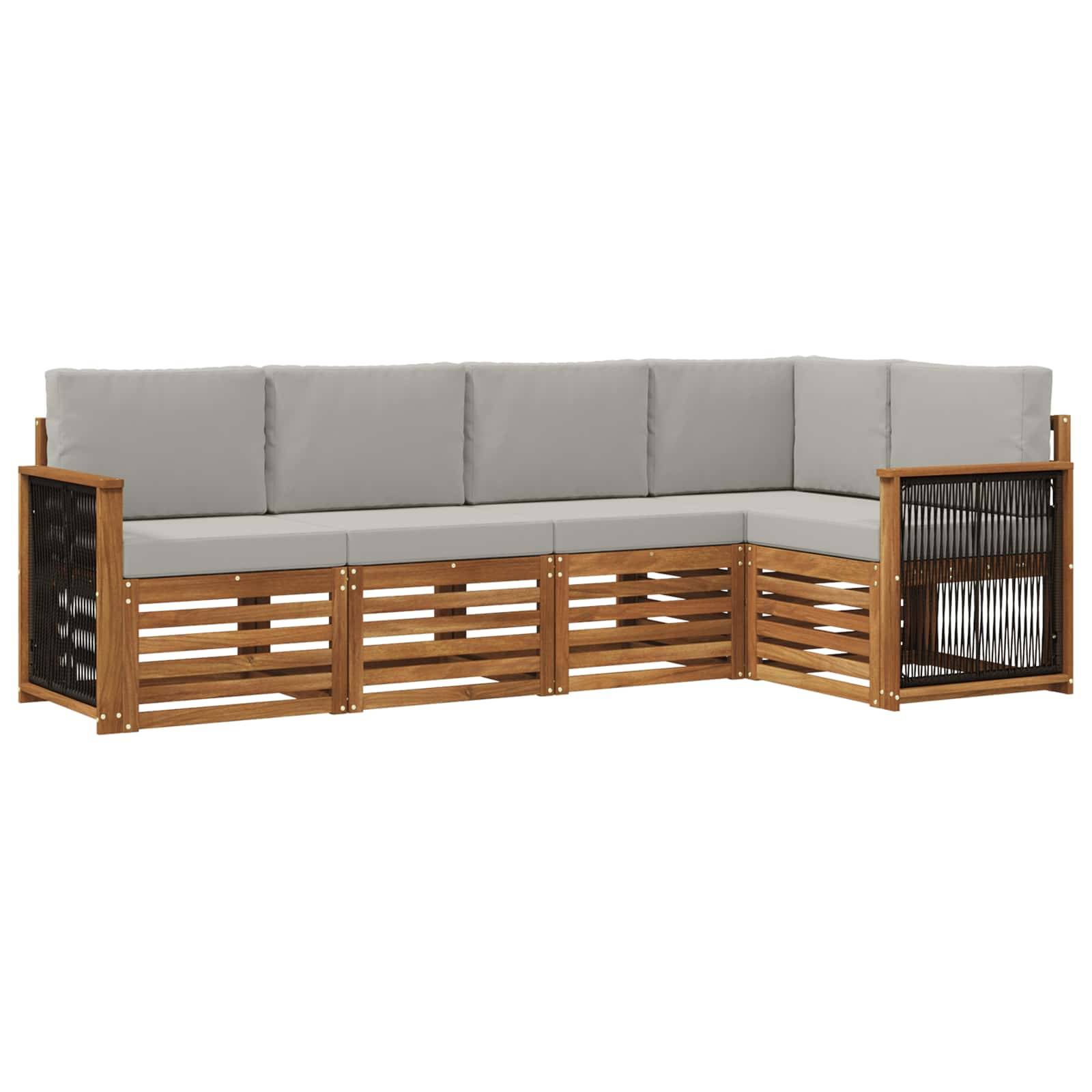vidaXL Ecksofa Set mit Kissen 4 pcs Natürlich und Hellgrau