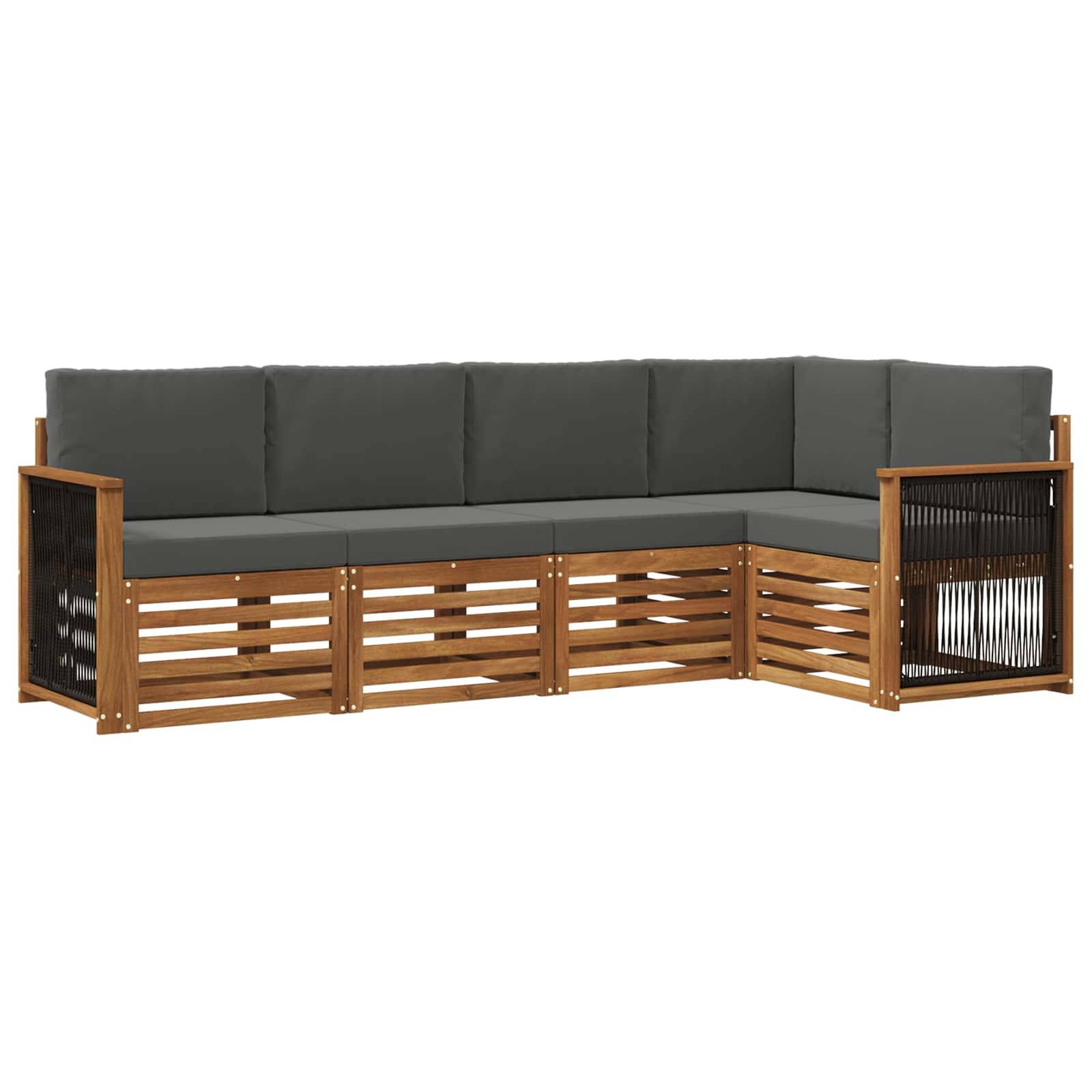 vidaXL Ecksofa Set mit Kissen 4 pcs Natur und Anthrazit