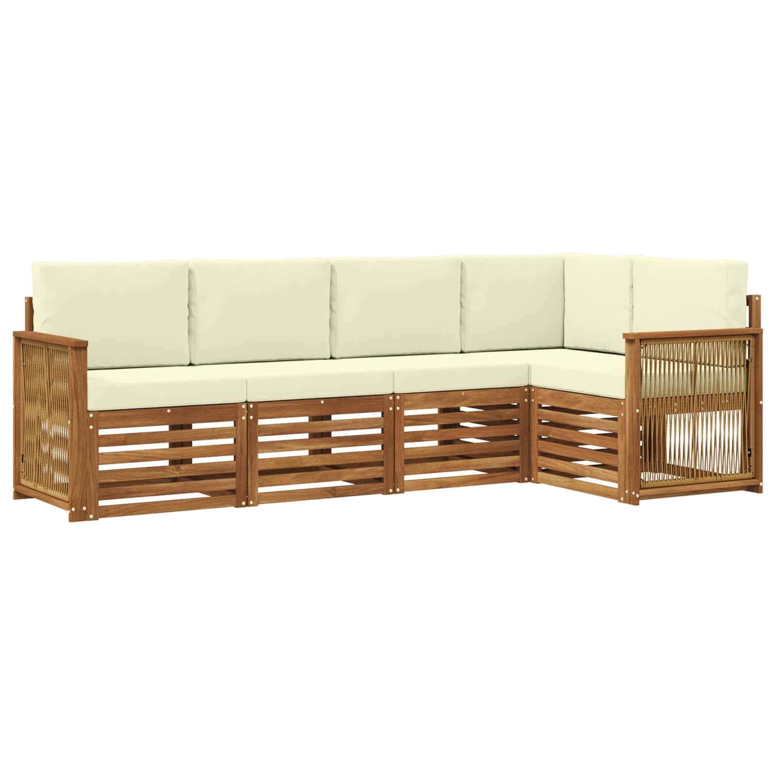 vidaXL Ecksofa Set mit Kissen 4 pcs Natur und Creme