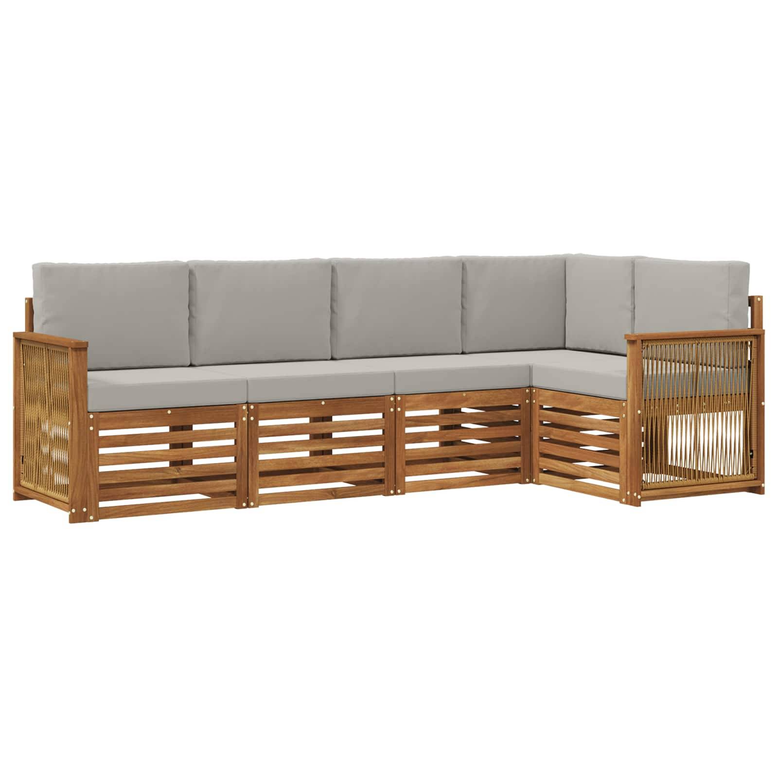 vidaXL Ecksofa Set mit Kissen 4 pcs Natürlich und Hellgrau