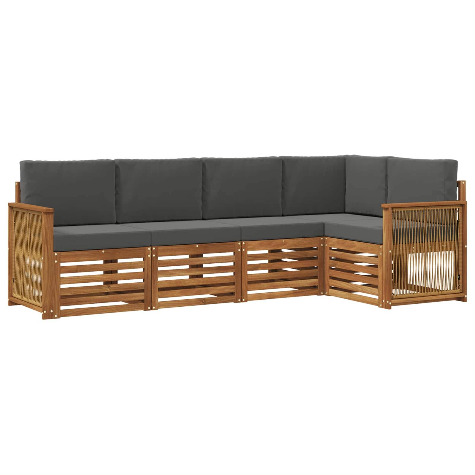 vidaXL Ecksofa Set mit Kissen 4 pcs Natur und Anthrazit