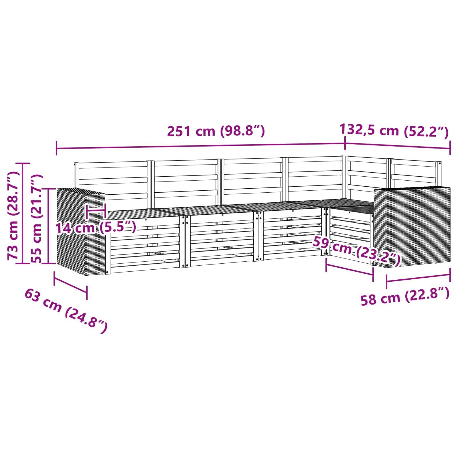 vidaXL Ecksofa Set 5 pcs Natur Massivholz Akazie