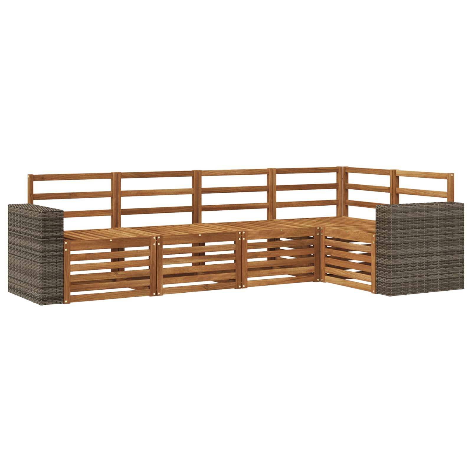 vidaXL Ecksofa Set 5 pcs Natur Massivholz Akazie