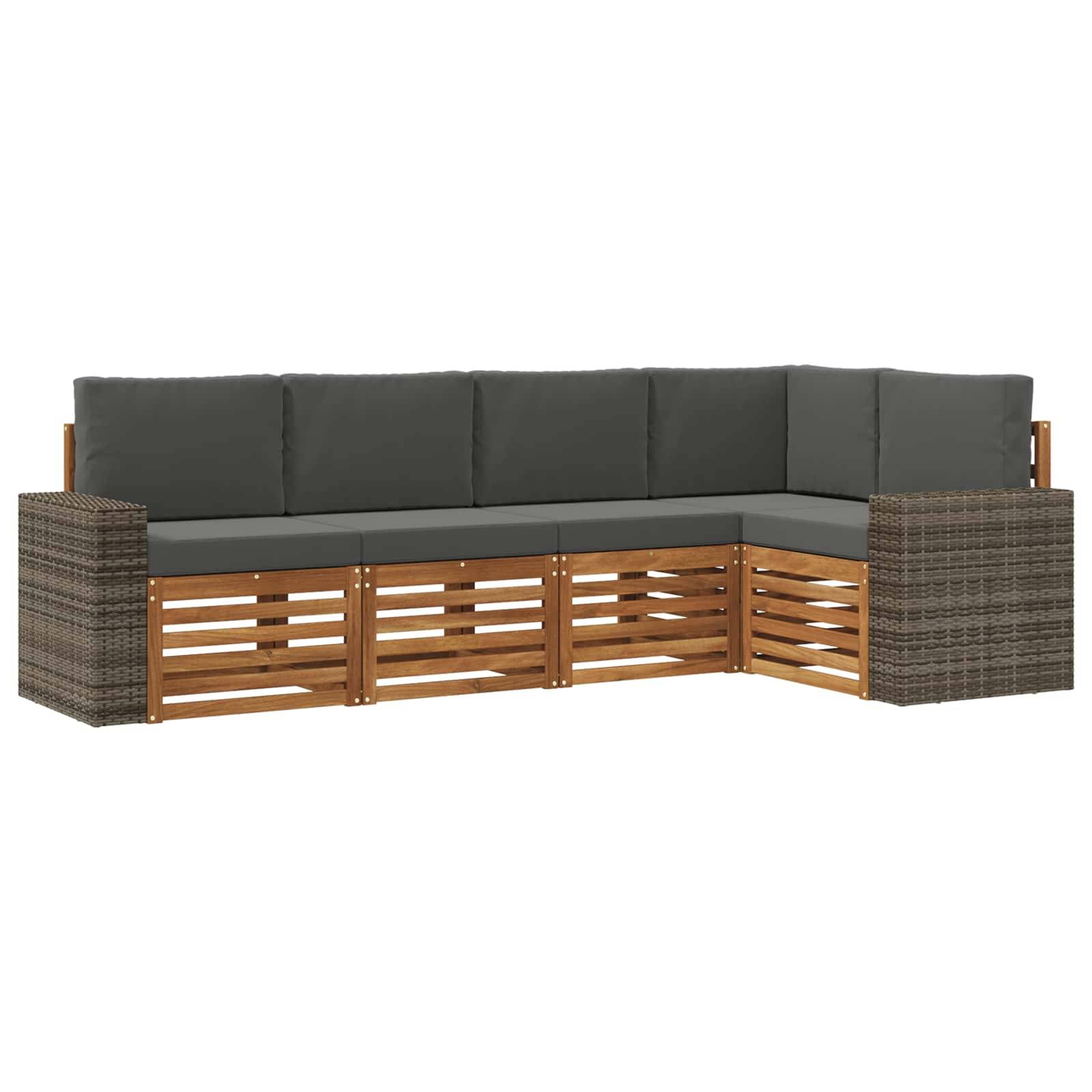 vidaXL Ecksofa Set 5 pcs Natur und Anthrazit Massivholz Akazie