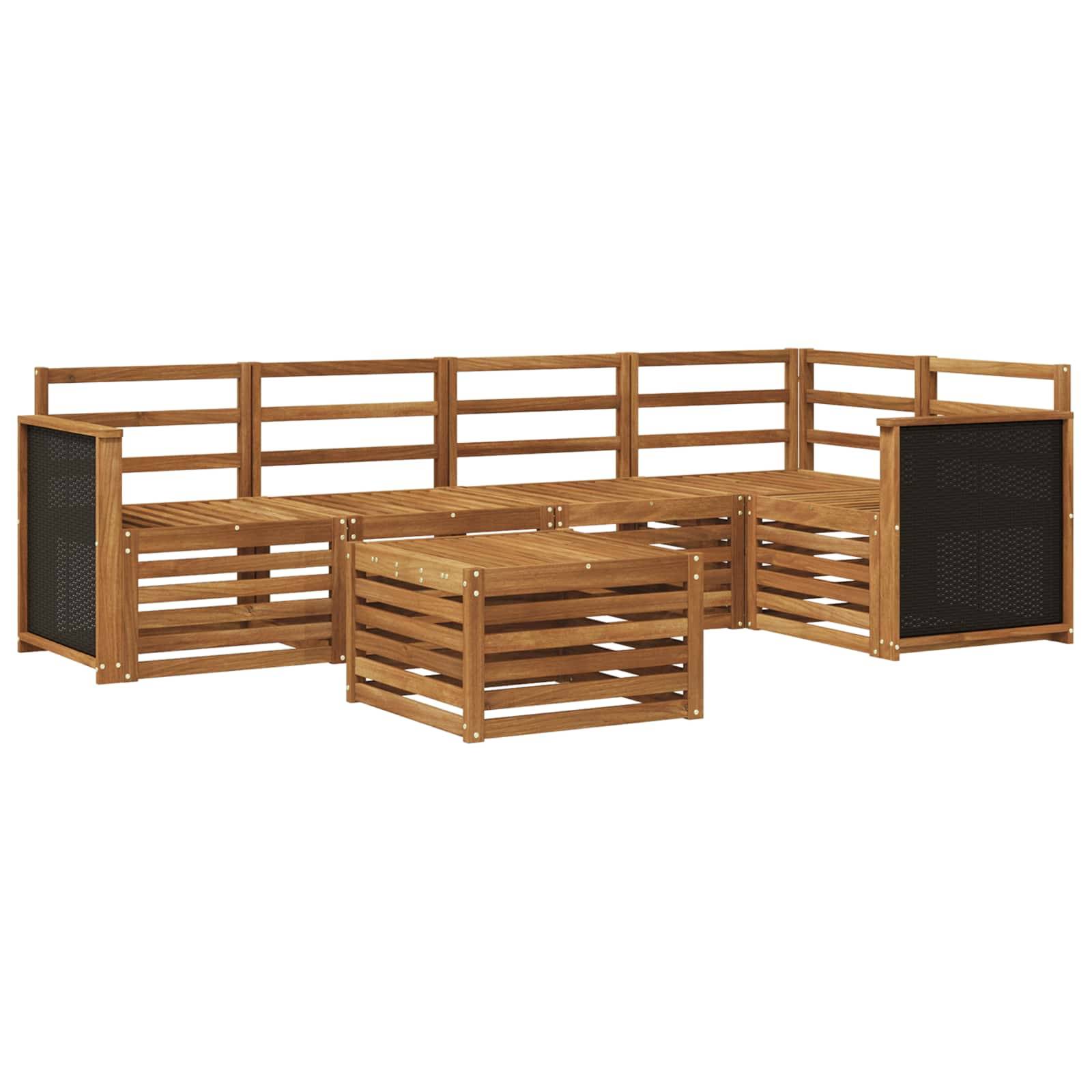 vidaXL Ecksofa Set 5 pcs Natur Massivholz Akazie