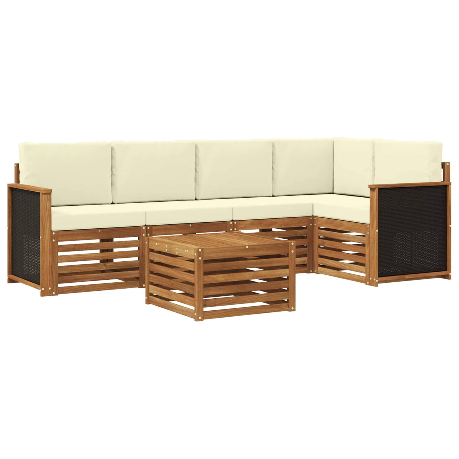 vidaXL Ecksofa Set mit Kissen 5 pcs Natur und Creme