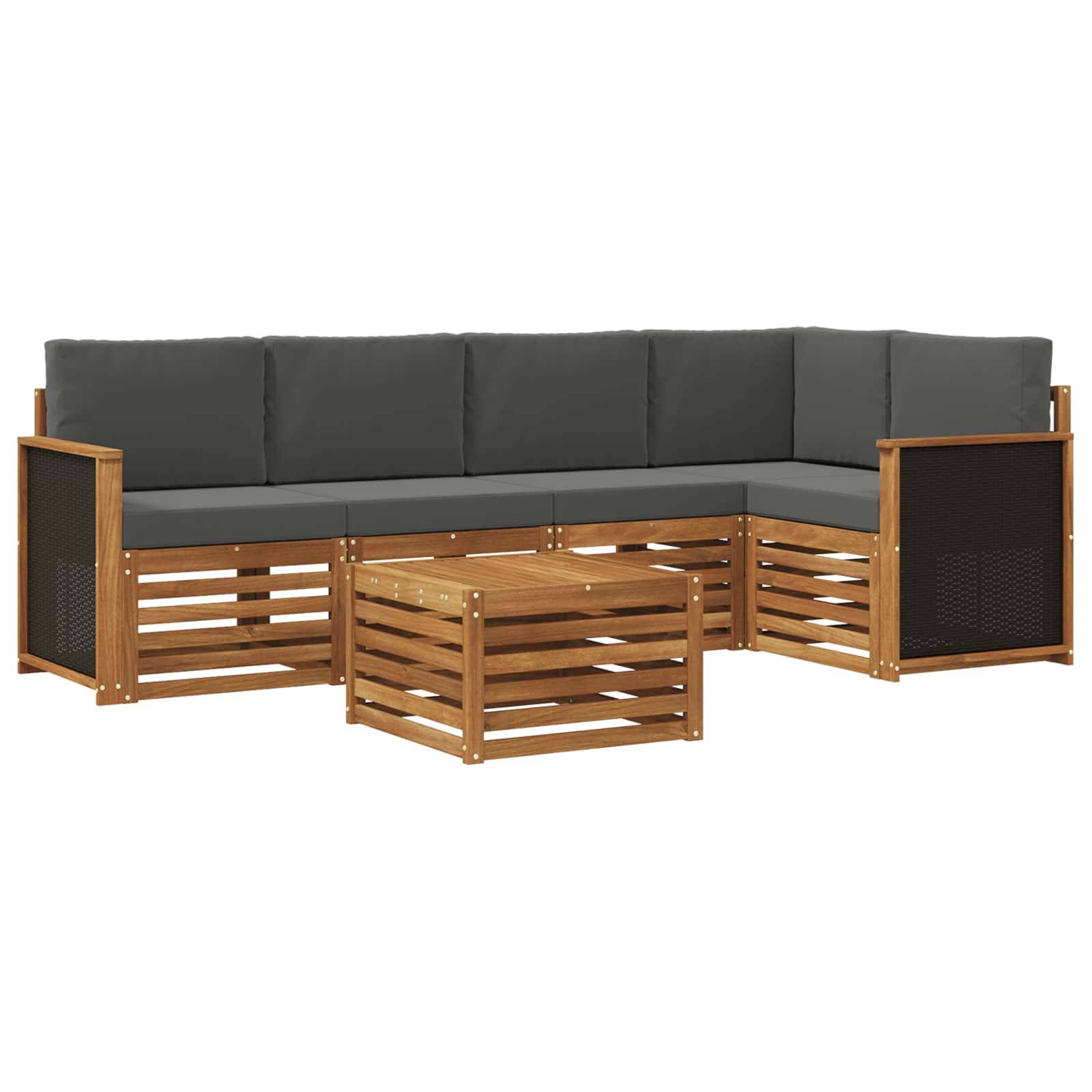 vidaXL Ecksofa Set mit Kissen 5 pcs Natur und Anthrazit