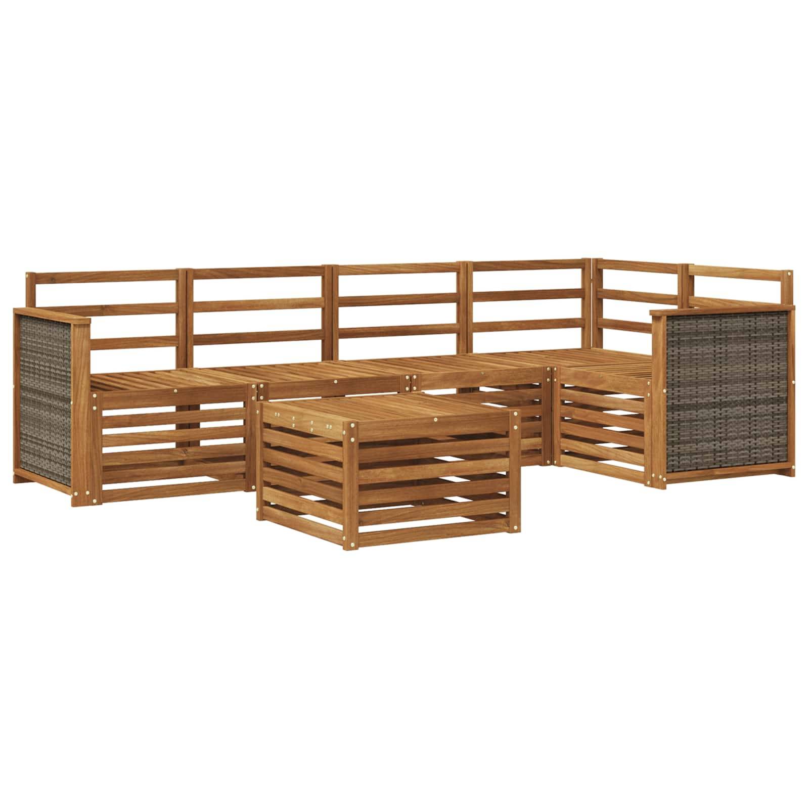 vidaXL Ecksofa Set 5 pcs Natur Massivholz Akazie