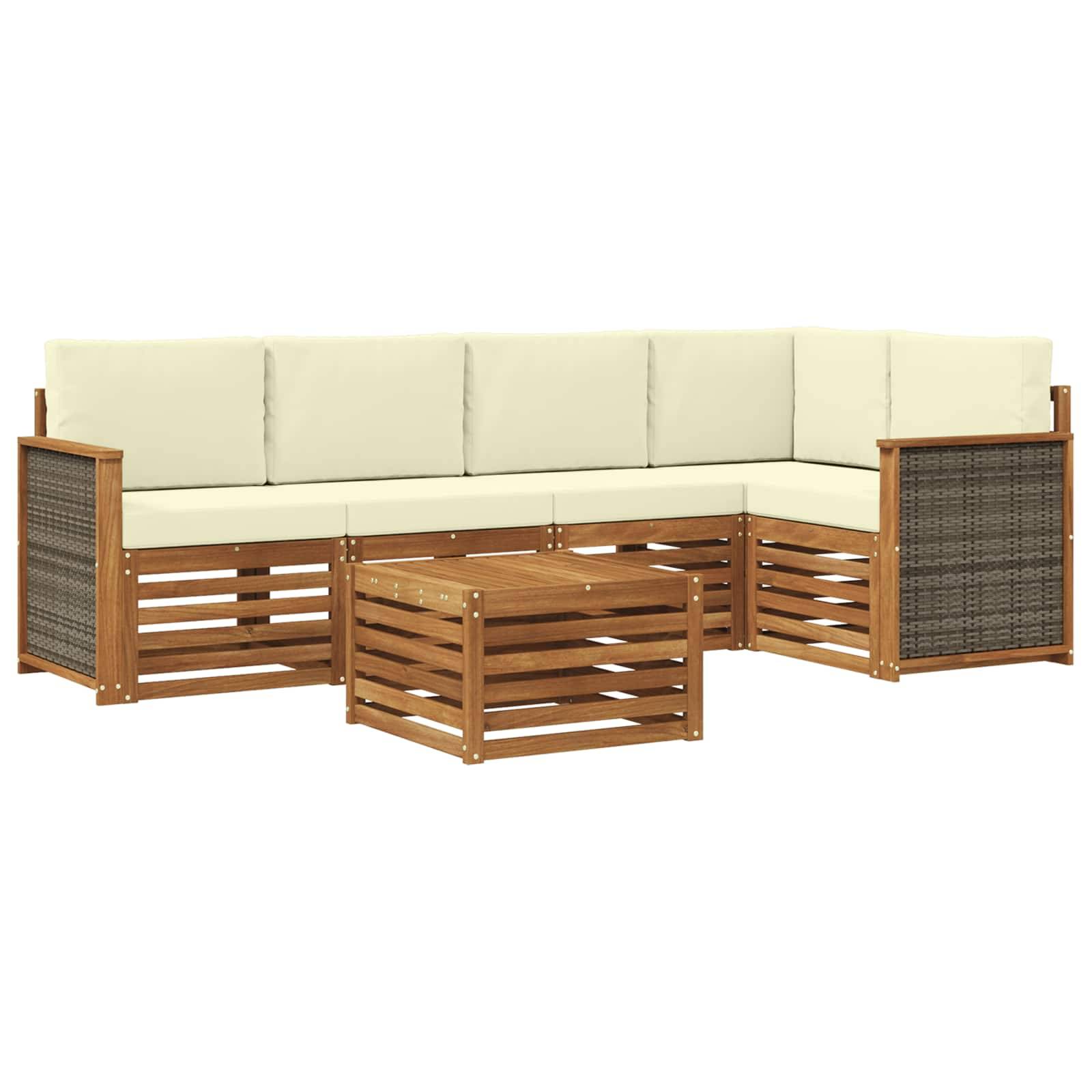 vidaXL Ecksofa Set mit Kissen 5 pcs Natur und Creme