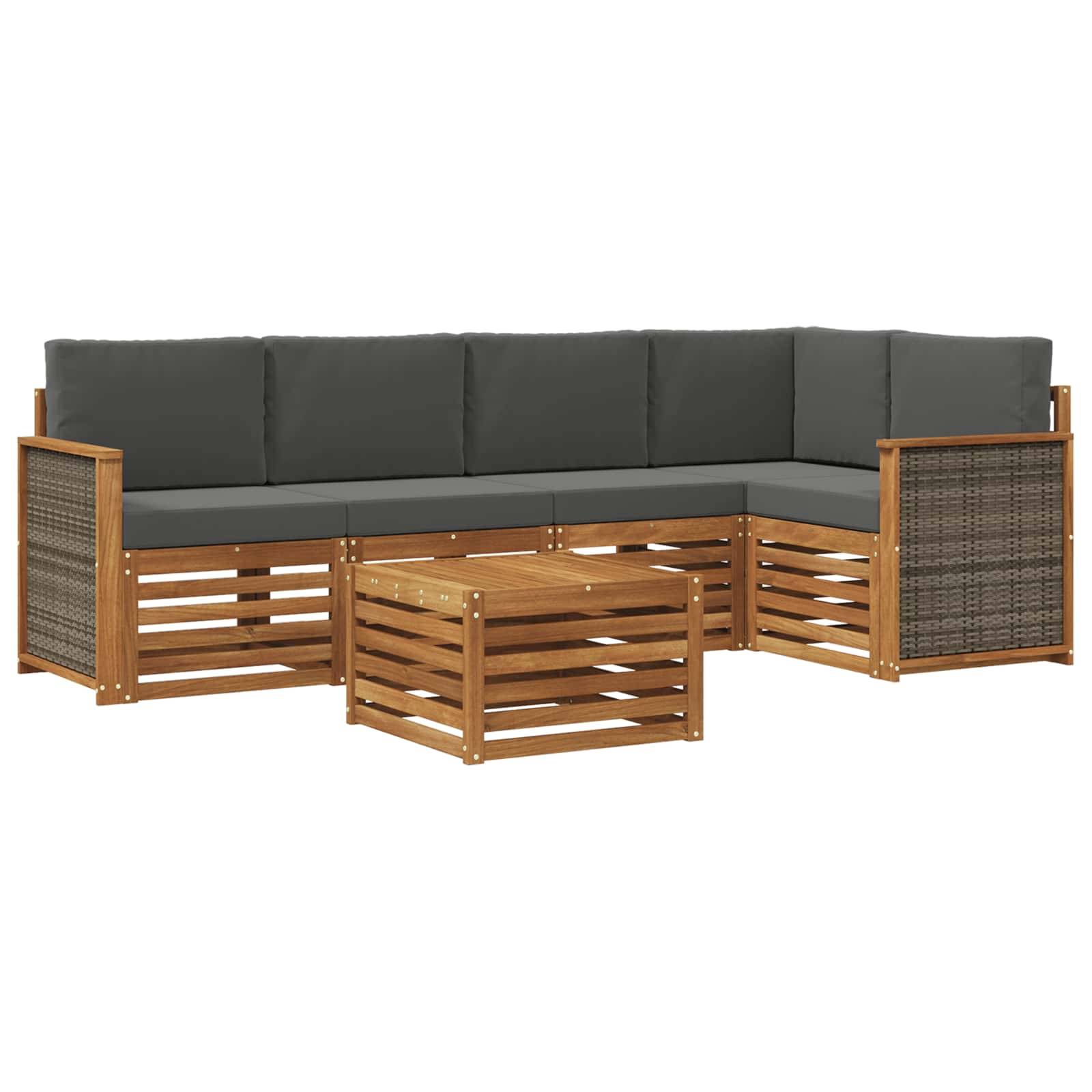 vidaXL Ecksofa Set mit Kissen 5 pcs Natur und Anthrazit