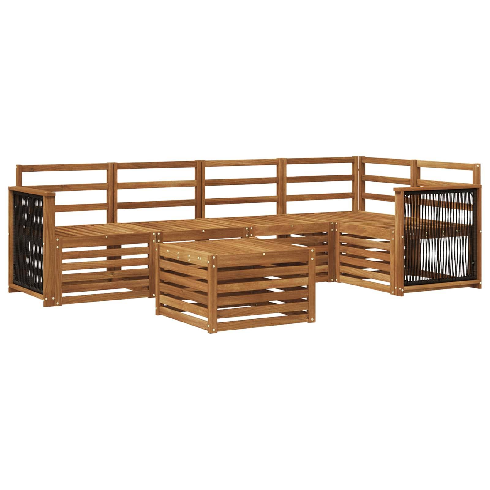 vidaXL Ecksofa Set 5 pcs Natur Massivholz Akazie