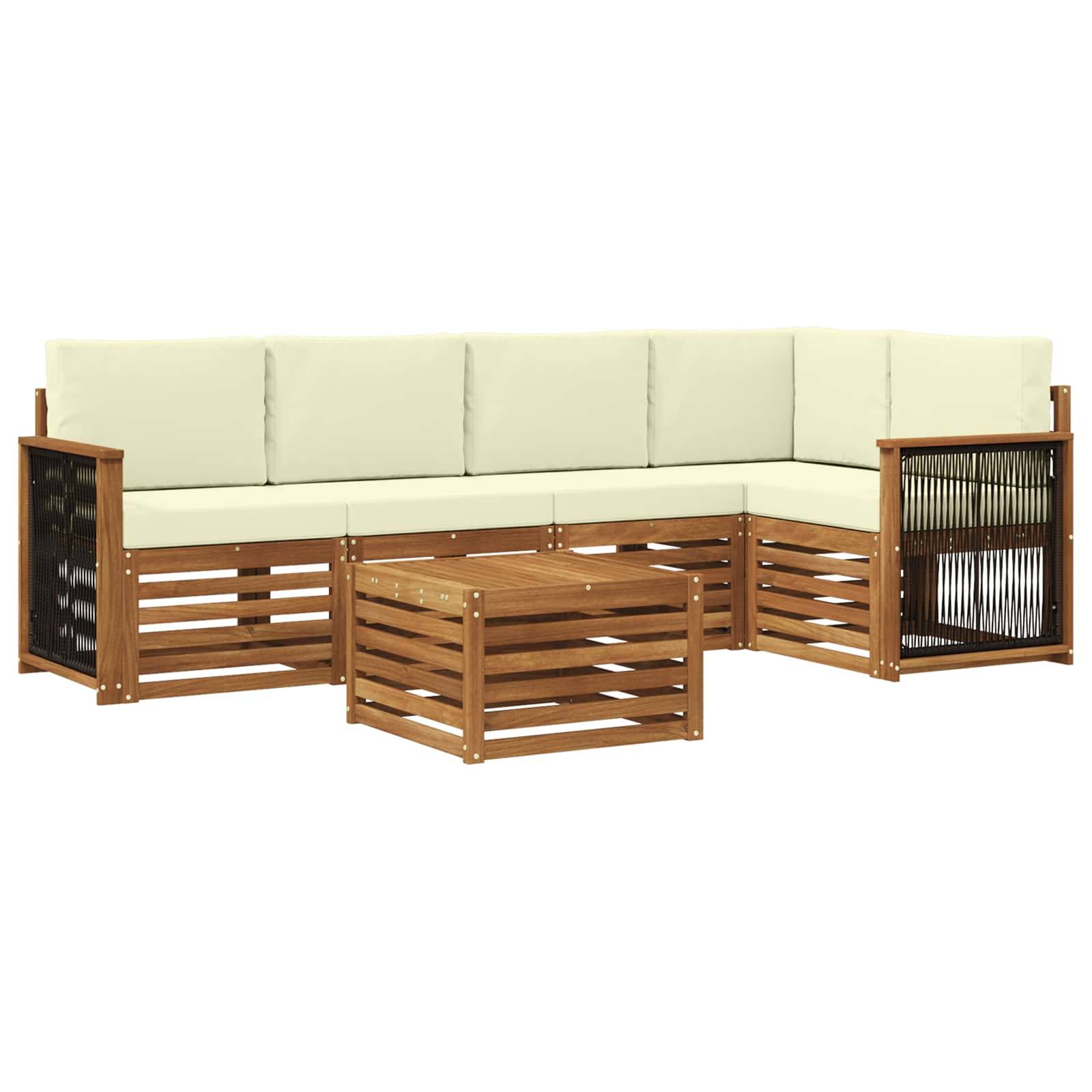 vidaXL Ecksofa Set mit Kissen 5 pcs Natur und Creme