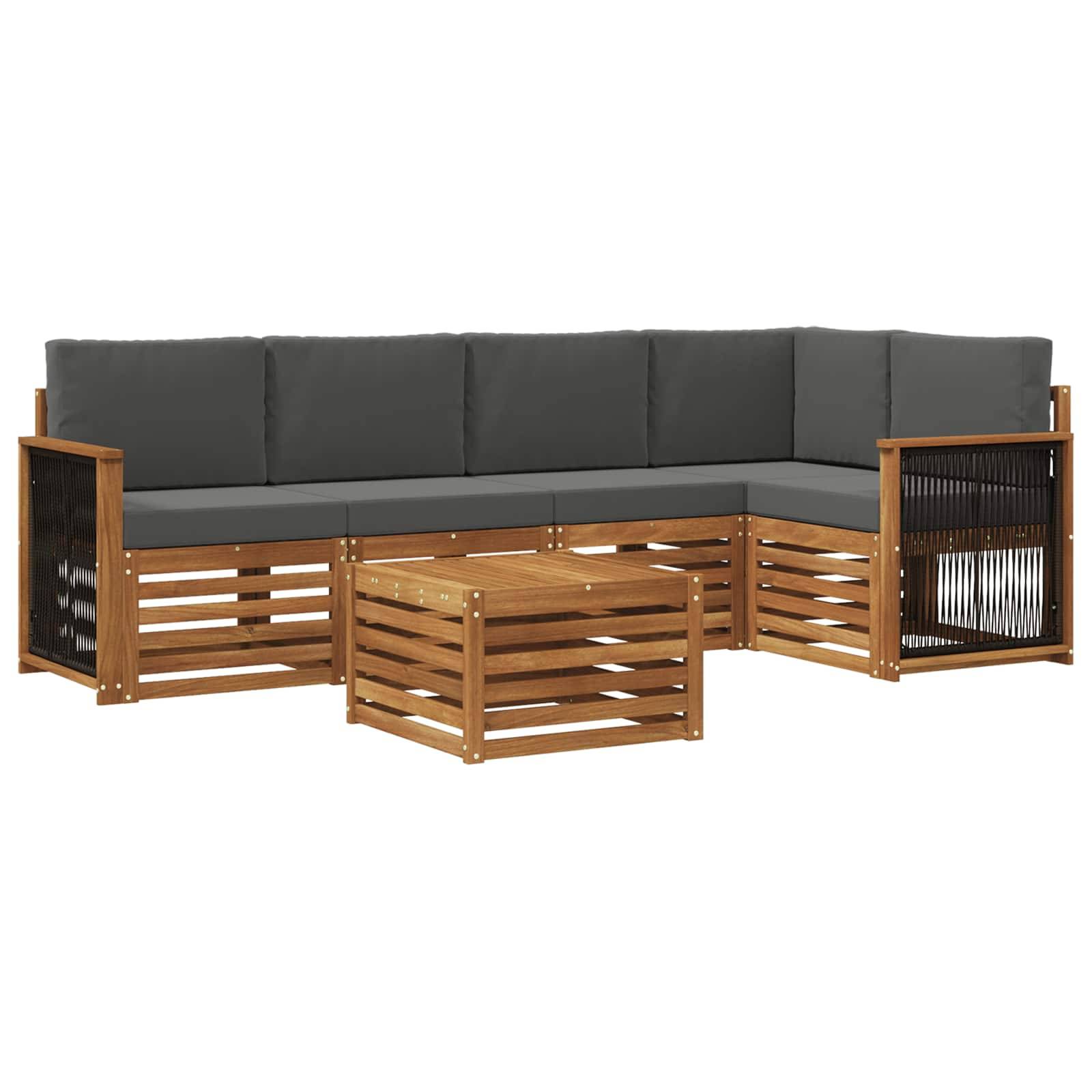 vidaXL Ecksofa Set mit Kissen 5 pcs Natur und Anthrazit