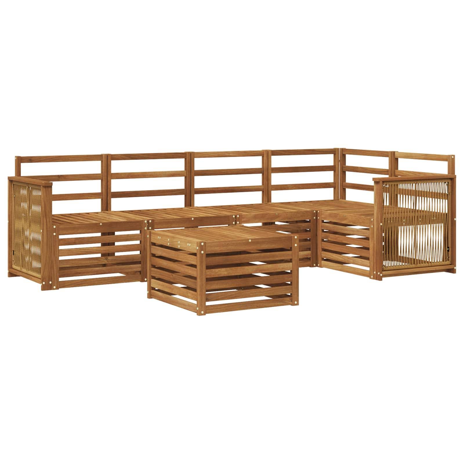 vidaXL Ecksofa Set 5 pcs Natur Massivholz Akazie