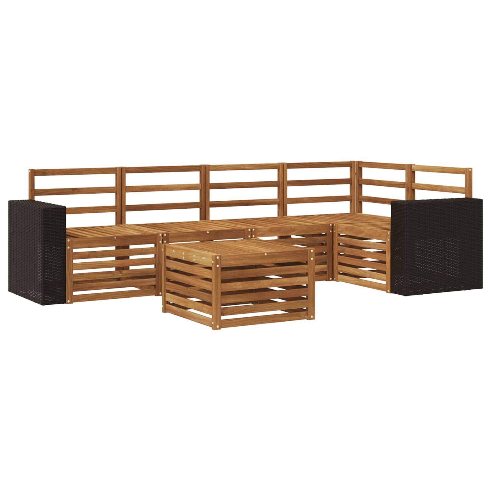 vidaXL Ecksofa Set 6 pcs Natur Massivholz Akazie