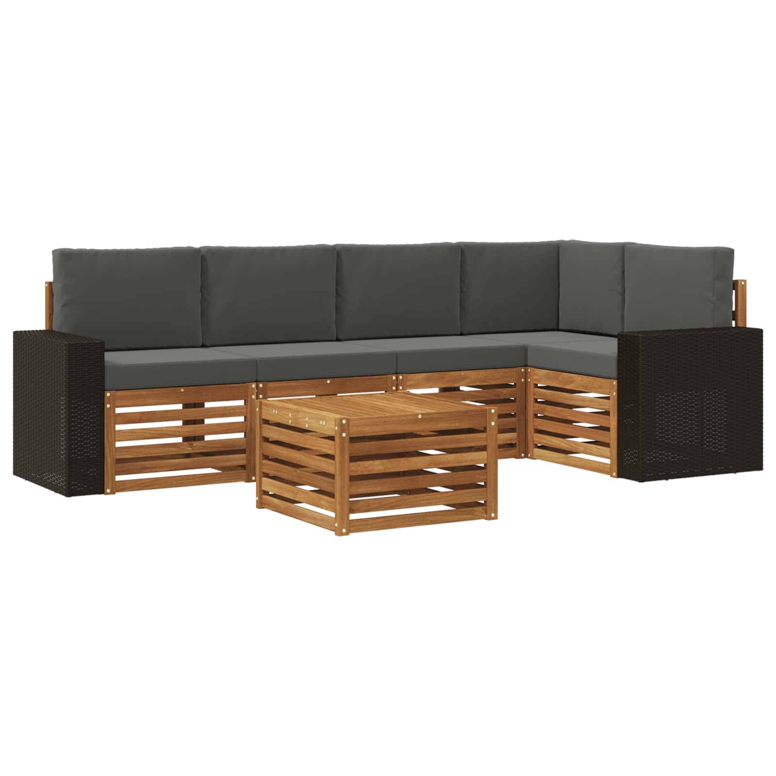 vidaXL Ecksofa Set 6 pcs Natur und Anthrazit Massivholz Akazie