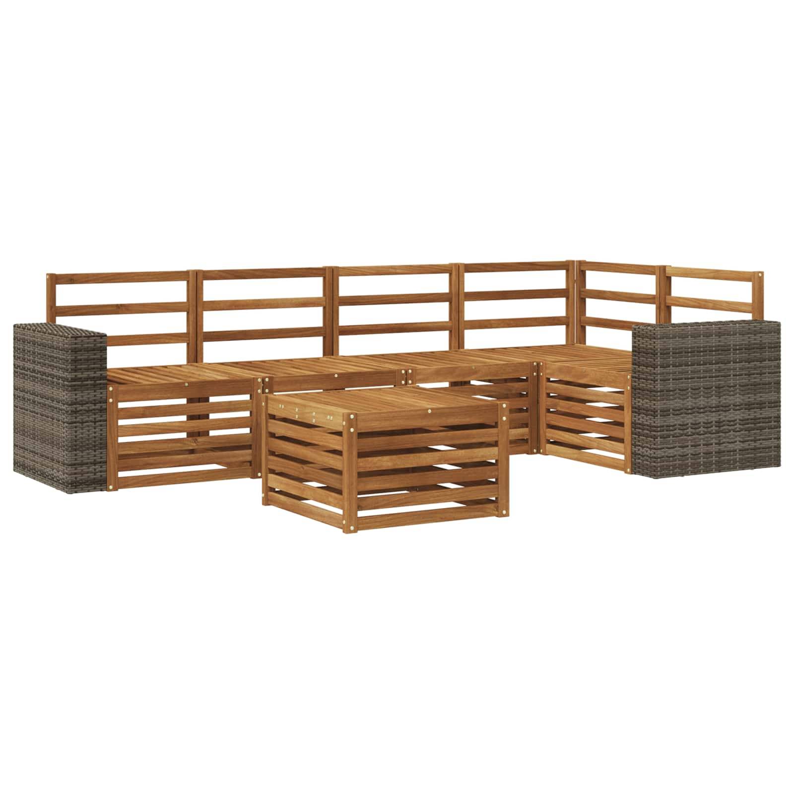 vidaXL Ecksofa Set 6 pcs Natur Massivholz Akazie