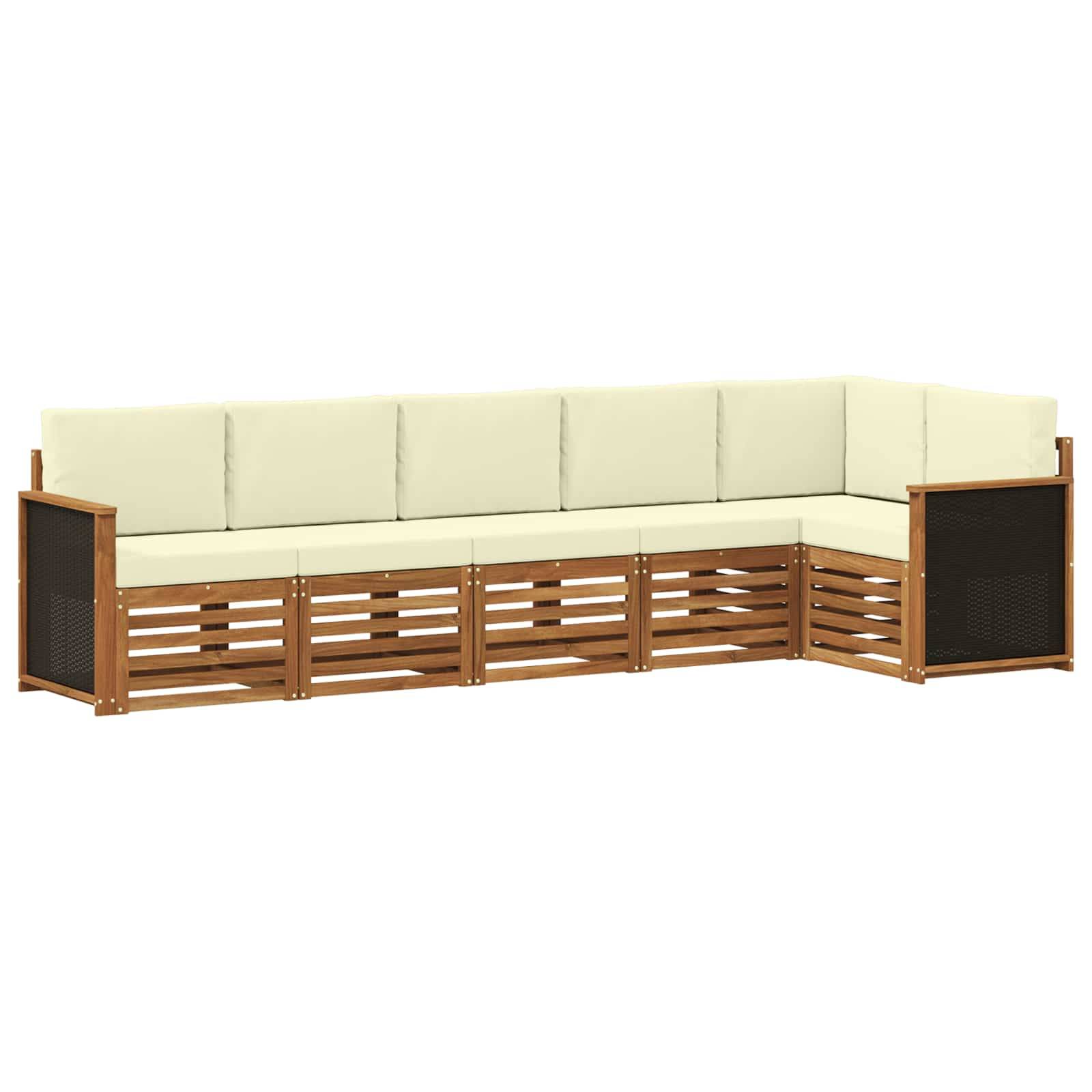 vidaXL Ecksofa Set mit Kissen 5 pcs Natur und Creme