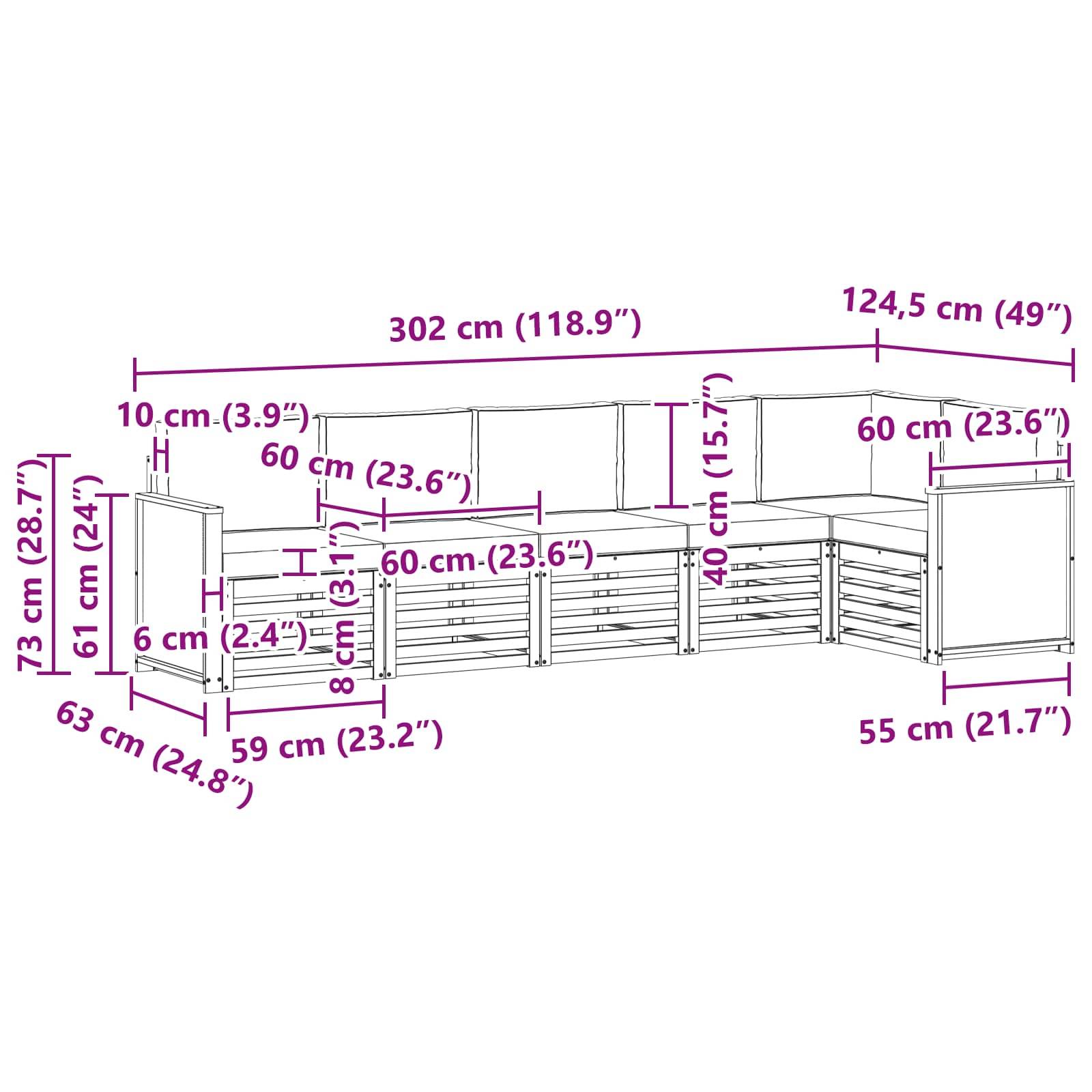 vidaXL Ecksofa Set mit Kissen 5 pcs Natur und Creme