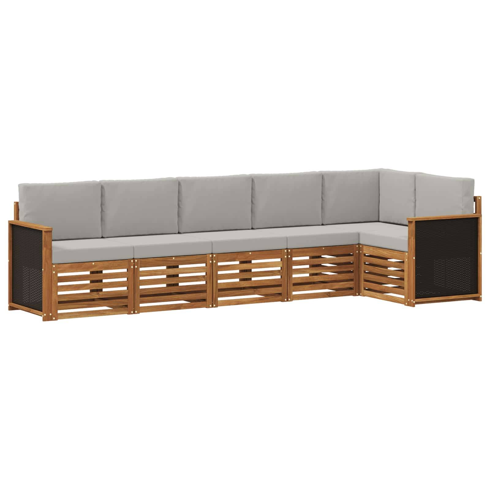 vidaXL Ecksofa Set mit Kissen 5 pcs Natürlich und Hellgrau