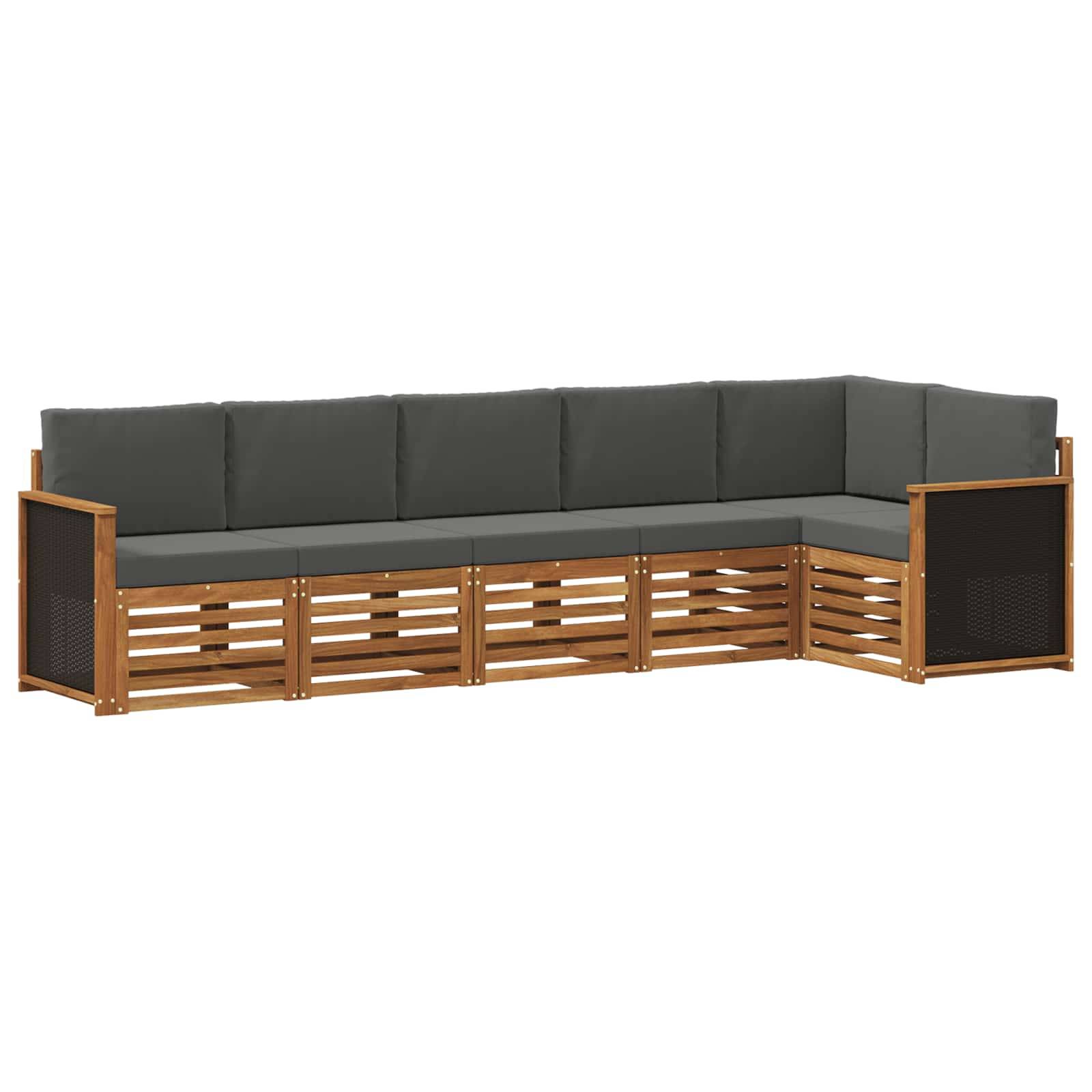 vidaXL Ecksofa Set mit Kissen 5 pcs Natur und Anthrazit