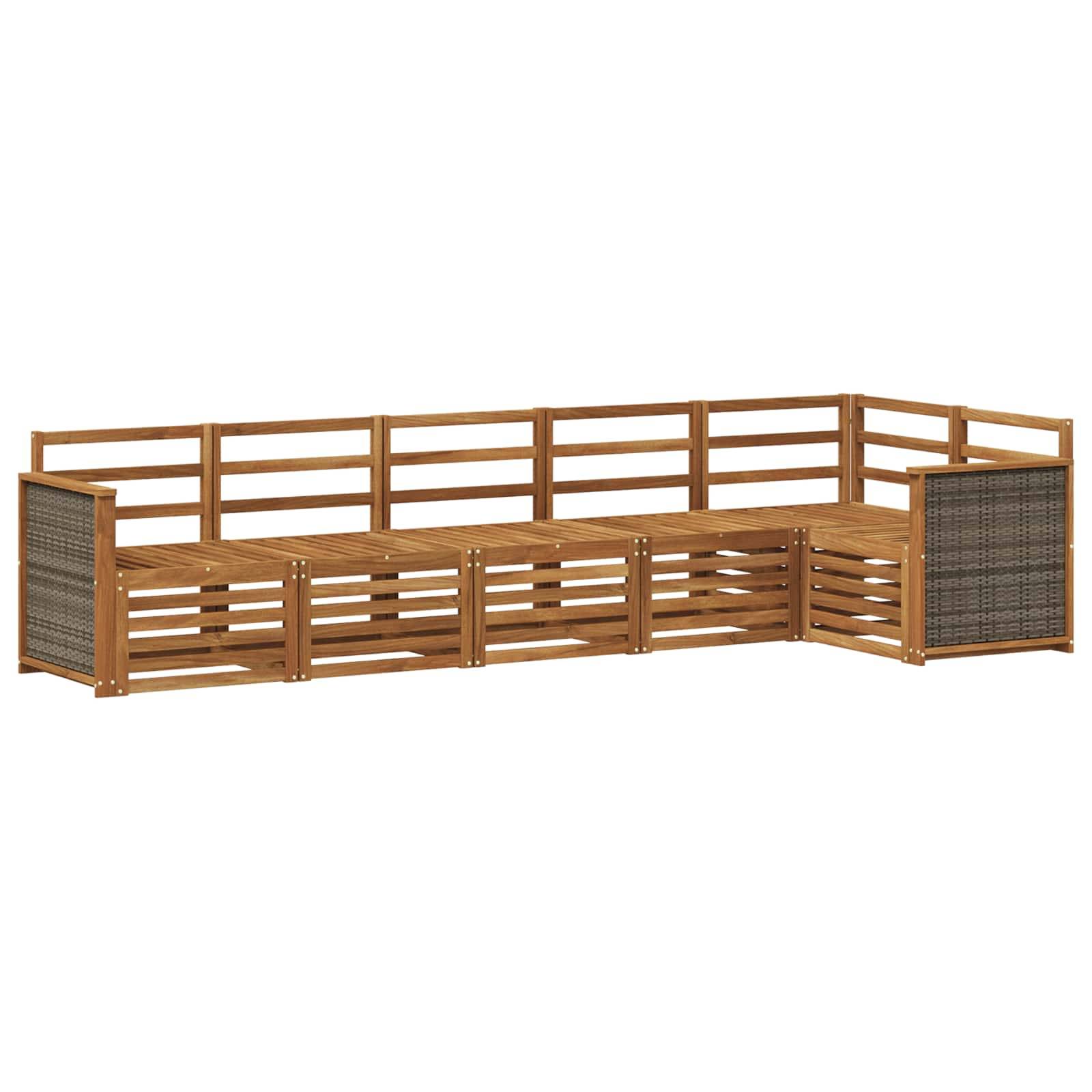 vidaXL Ecksofa Set 5 pcs Natur Massivholz Akazie