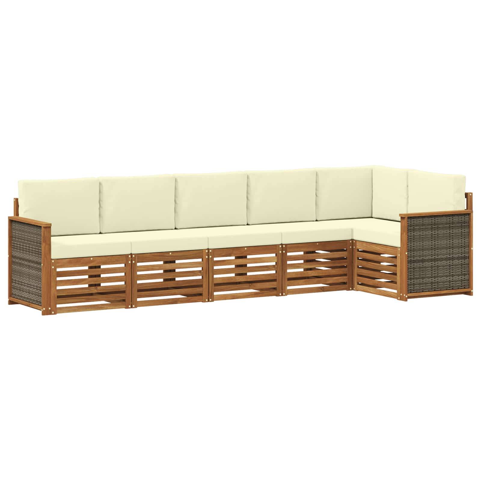 vidaXL Ecksofa Set mit Kissen 5 pcs Natur und Creme