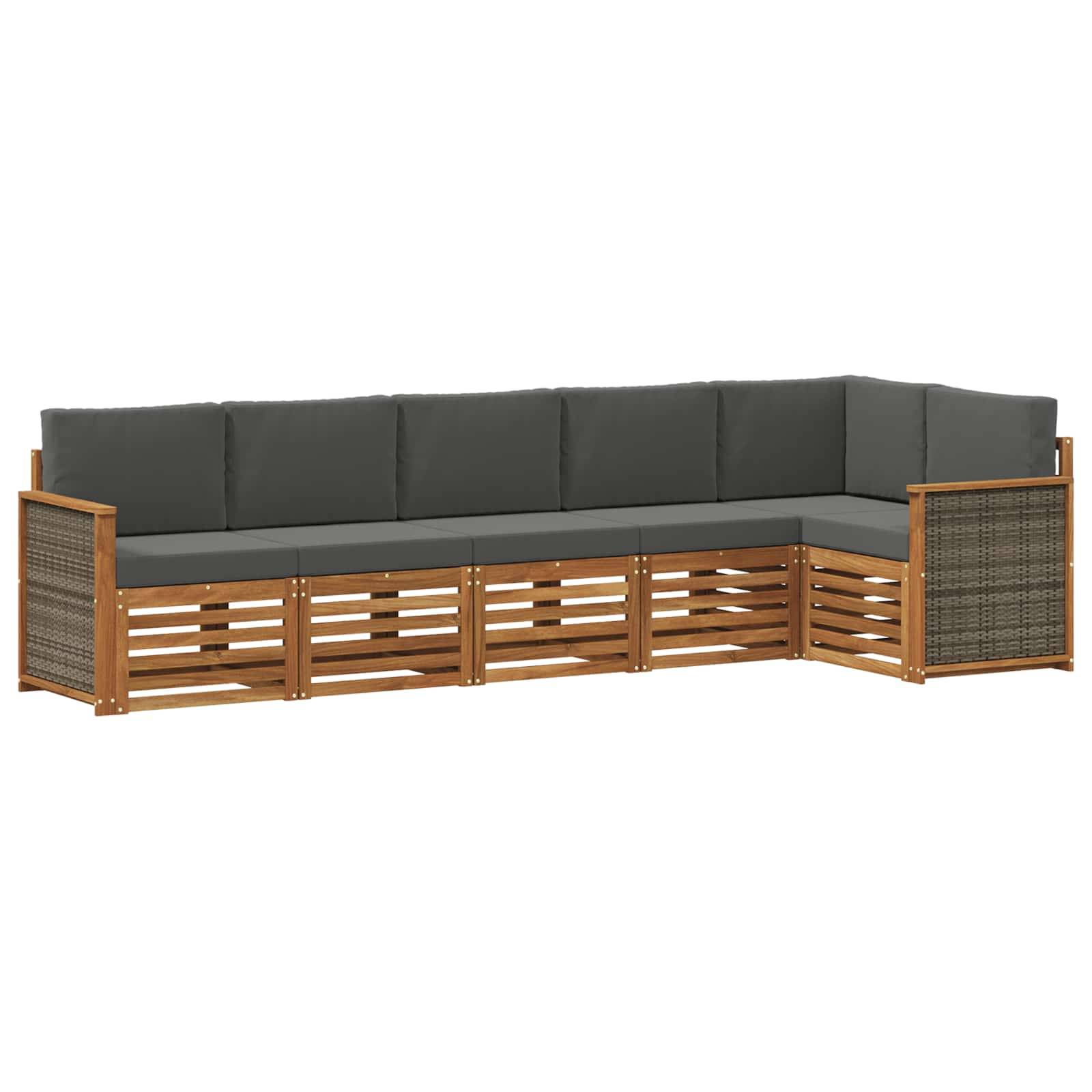 vidaXL Ecksofa Set mit Kissen 5 pcs Natur und Anthrazit
