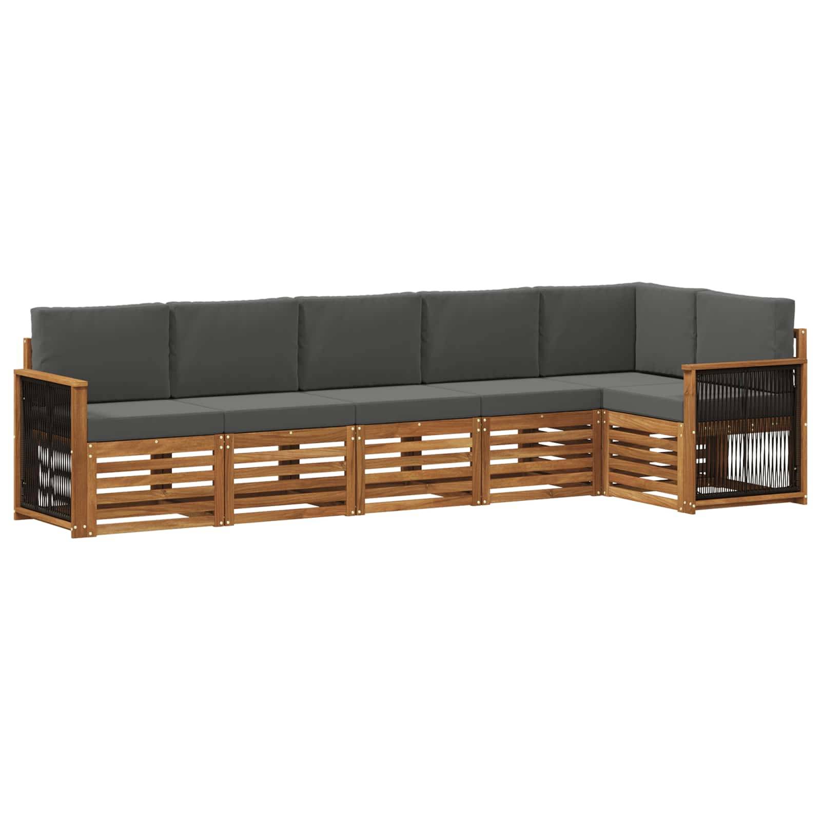 vidaXL Ecksofa Set mit Kissen 5 pcs Natur und Anthrazit