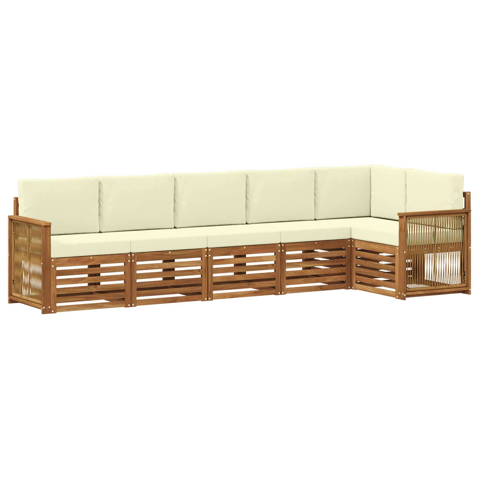 vidaXL Ecksofa Set mit Kissen 5 pcs Natur und Creme