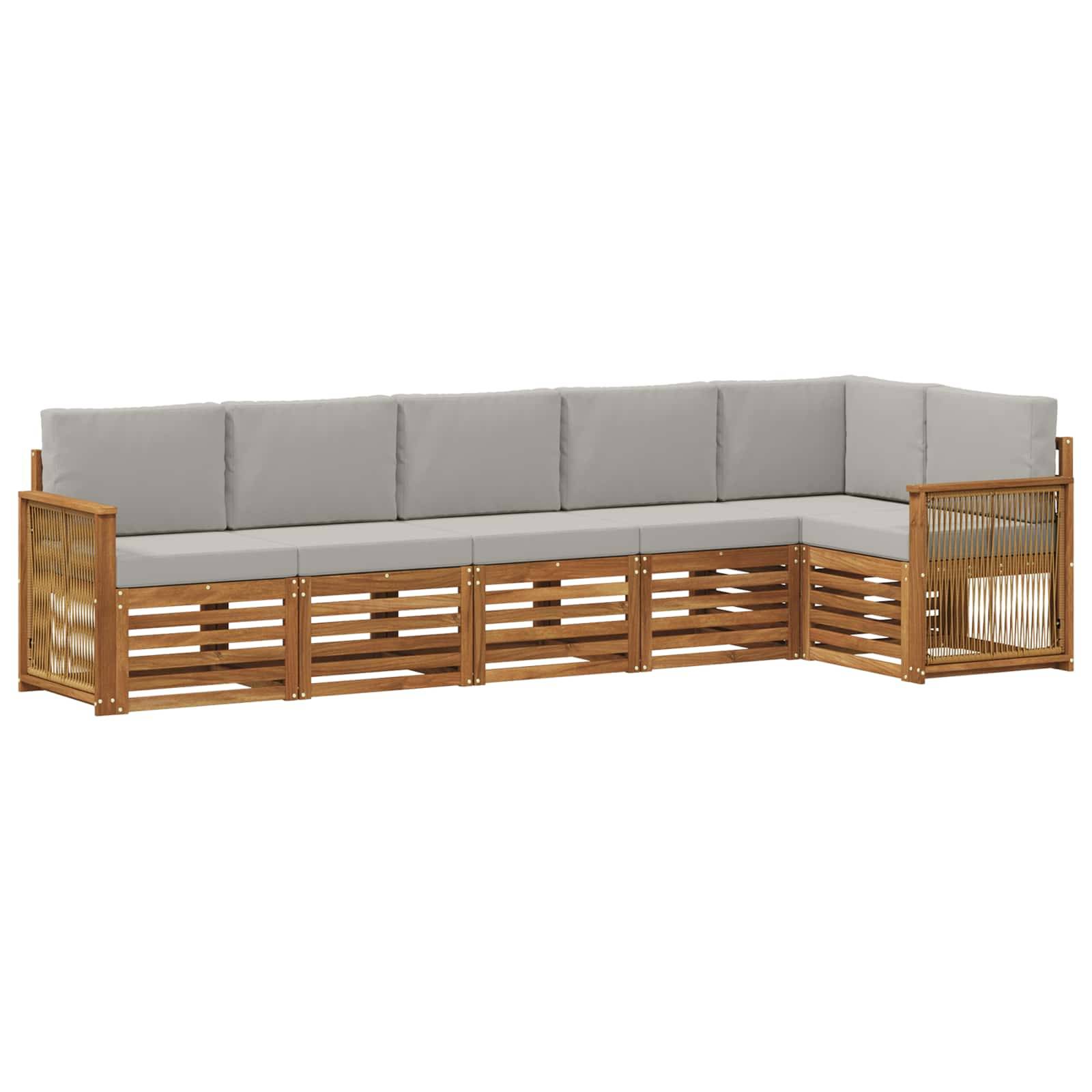 vidaXL Ecksofa Set mit Kissen 5 pcs Natürlich und Hellgrau