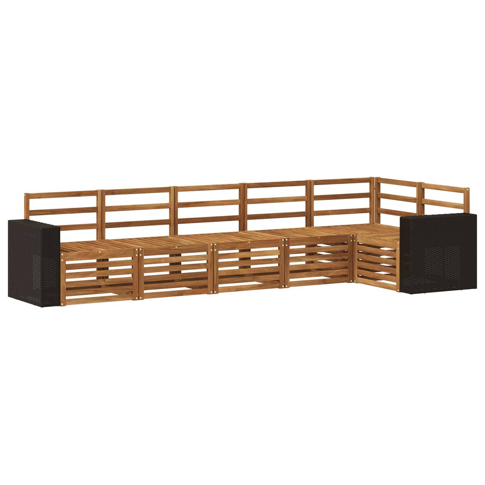 vidaXL Ecksofa Set 6 pcs Natur Massivholz Akazie