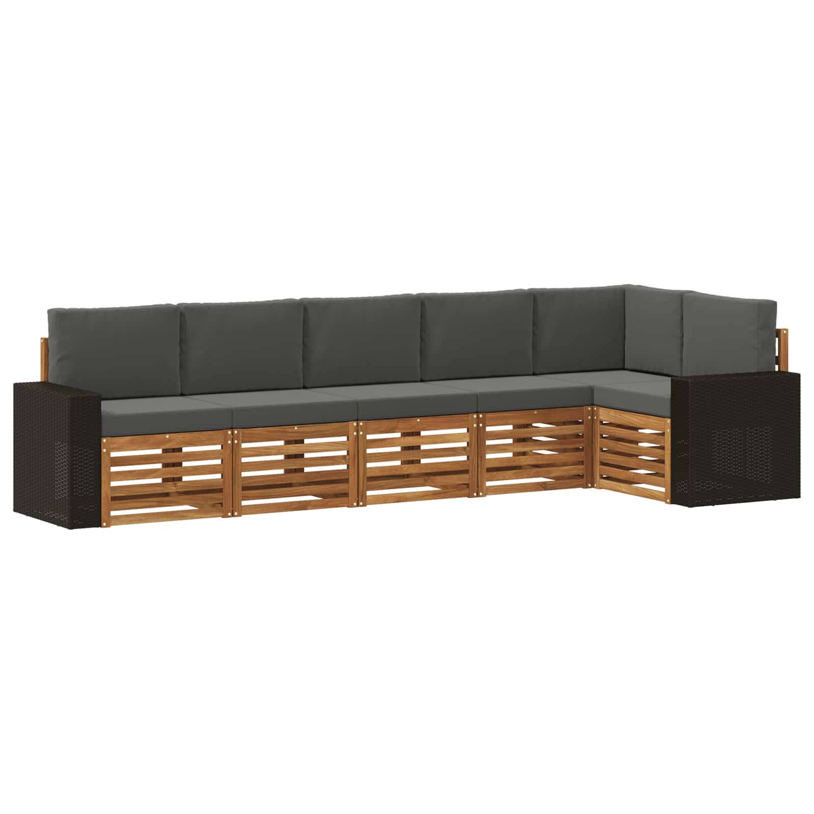 vidaXL Ecksofa Set 6 pcs Natur und Anthrazit Massivholz Akazie
