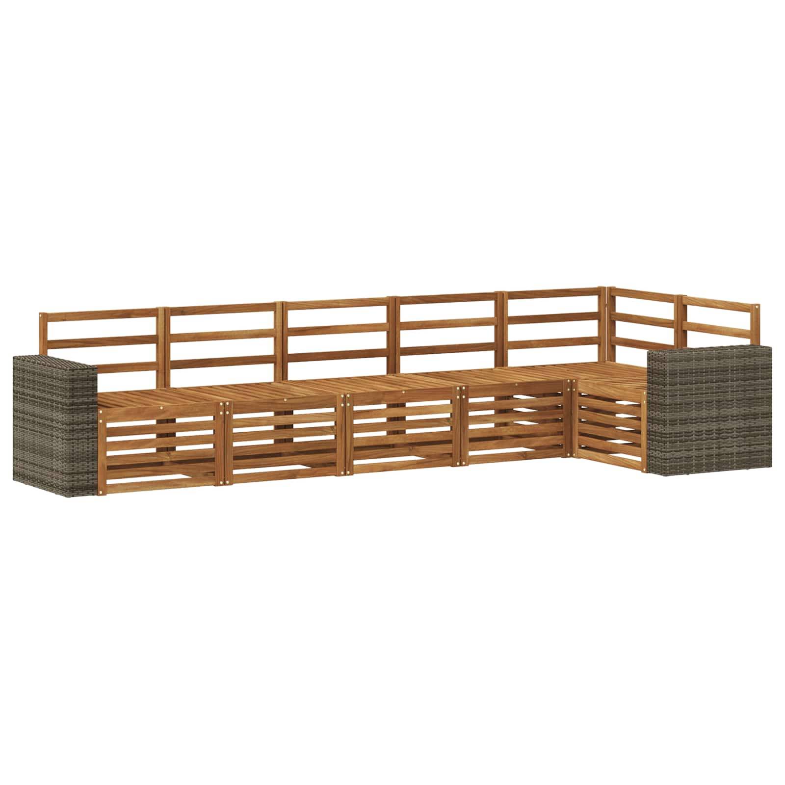 vidaXL Ecksofa Set 6 pcs Natur Massivholz Akazie