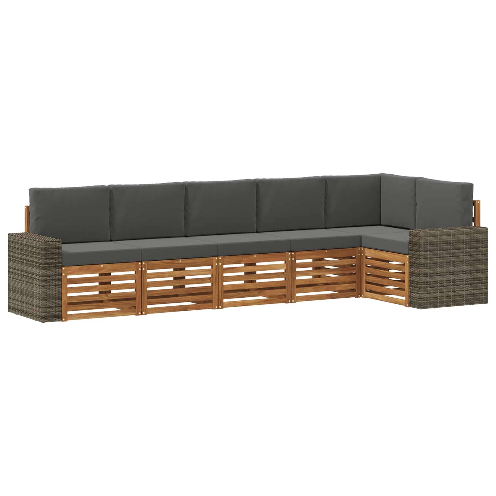vidaXL Ecksofa Set 6 pcs Natur und Anthrazit Massivholz Akazie