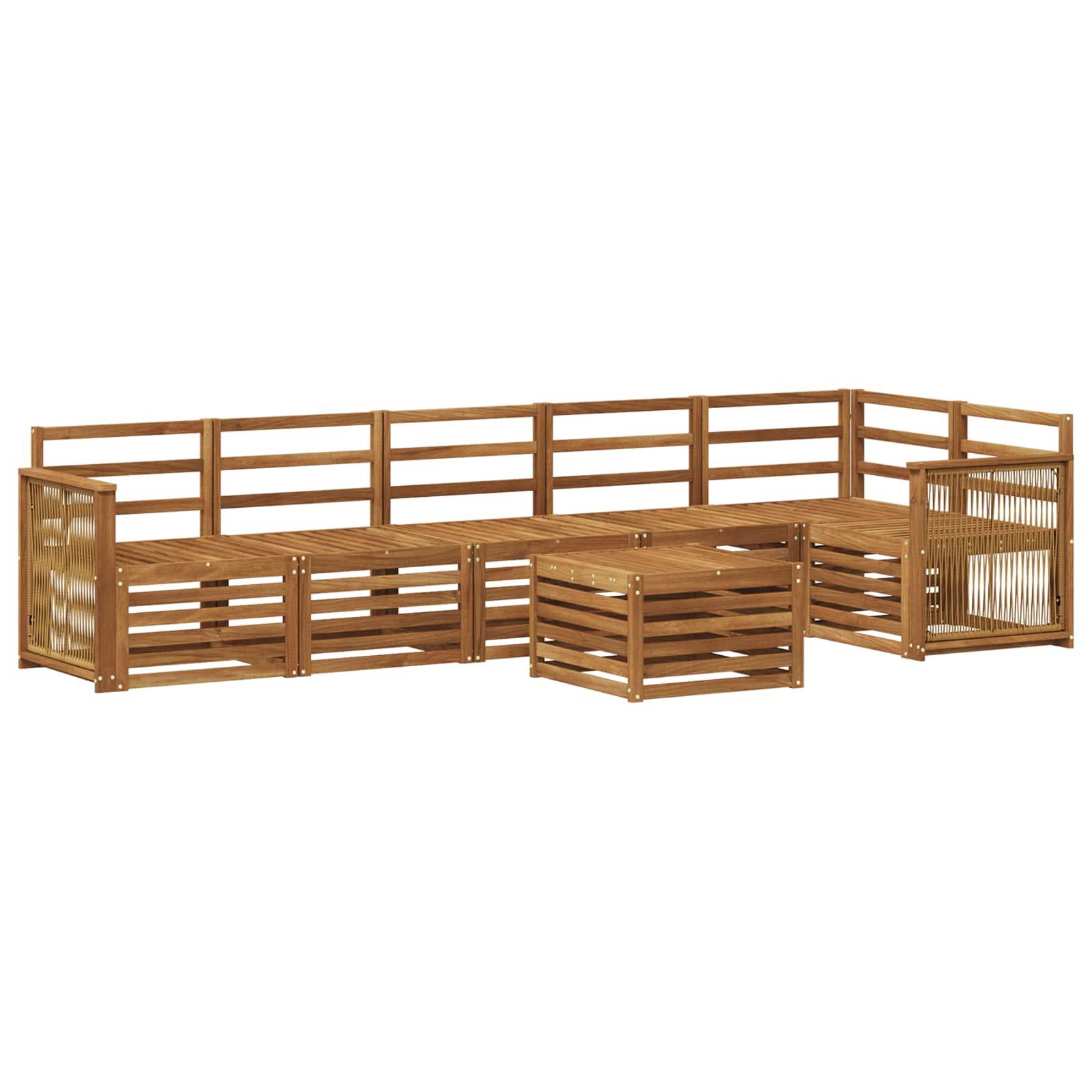 vidaXL Ecksofa Set 6 pcs Natur Massivholz Akazie