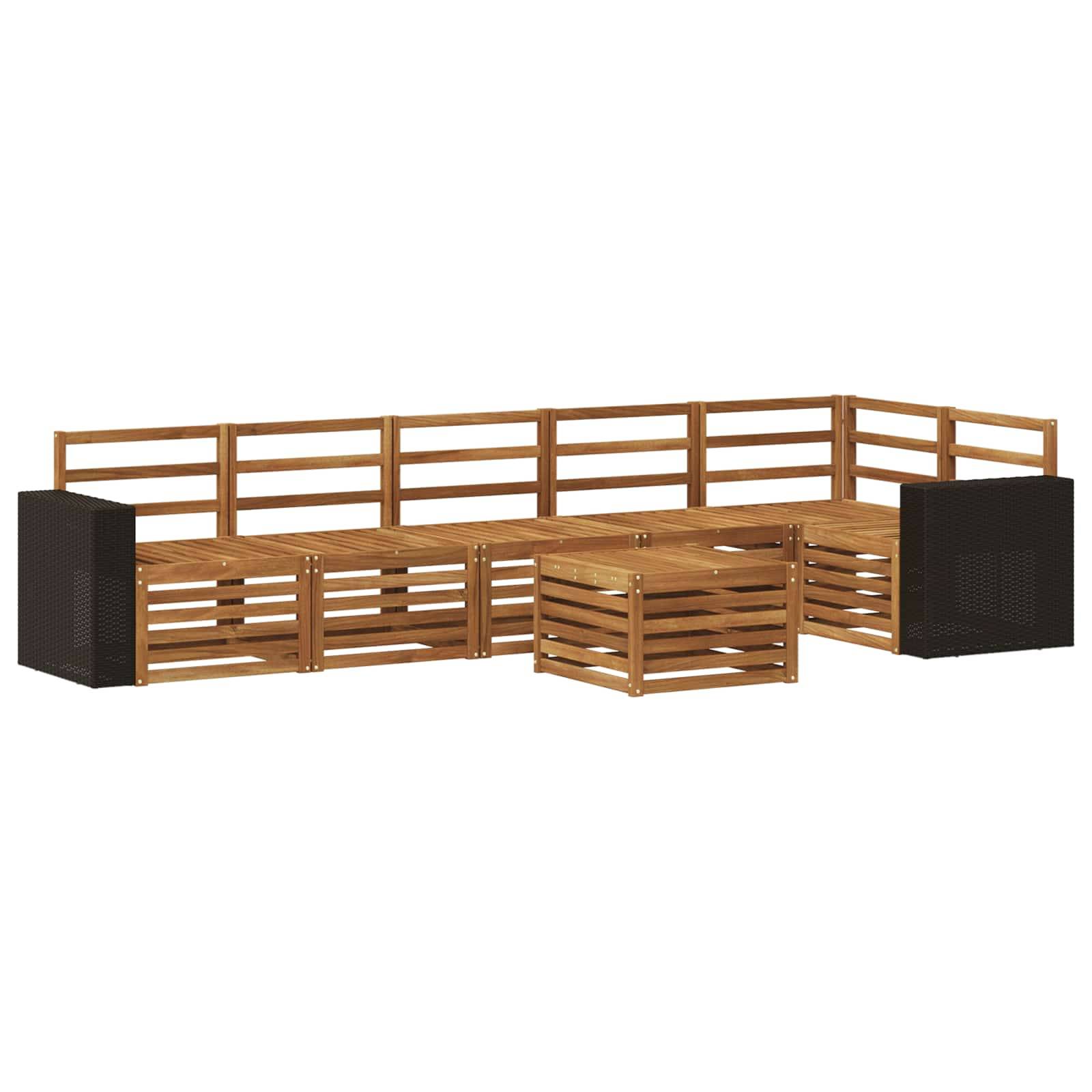 vidaXL Ecksofa Set 7 pcs Natur Massivholz Akazie