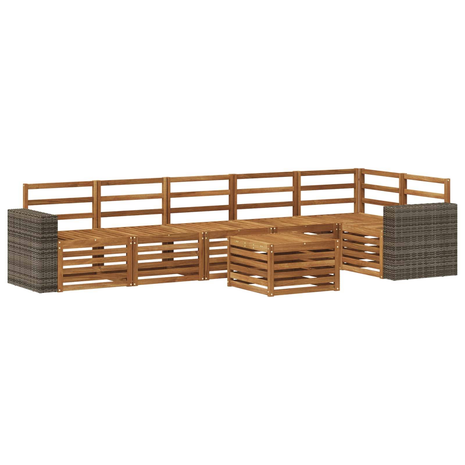 vidaXL Ecksofa Set 7 pcs Natur Massivholz Akazie