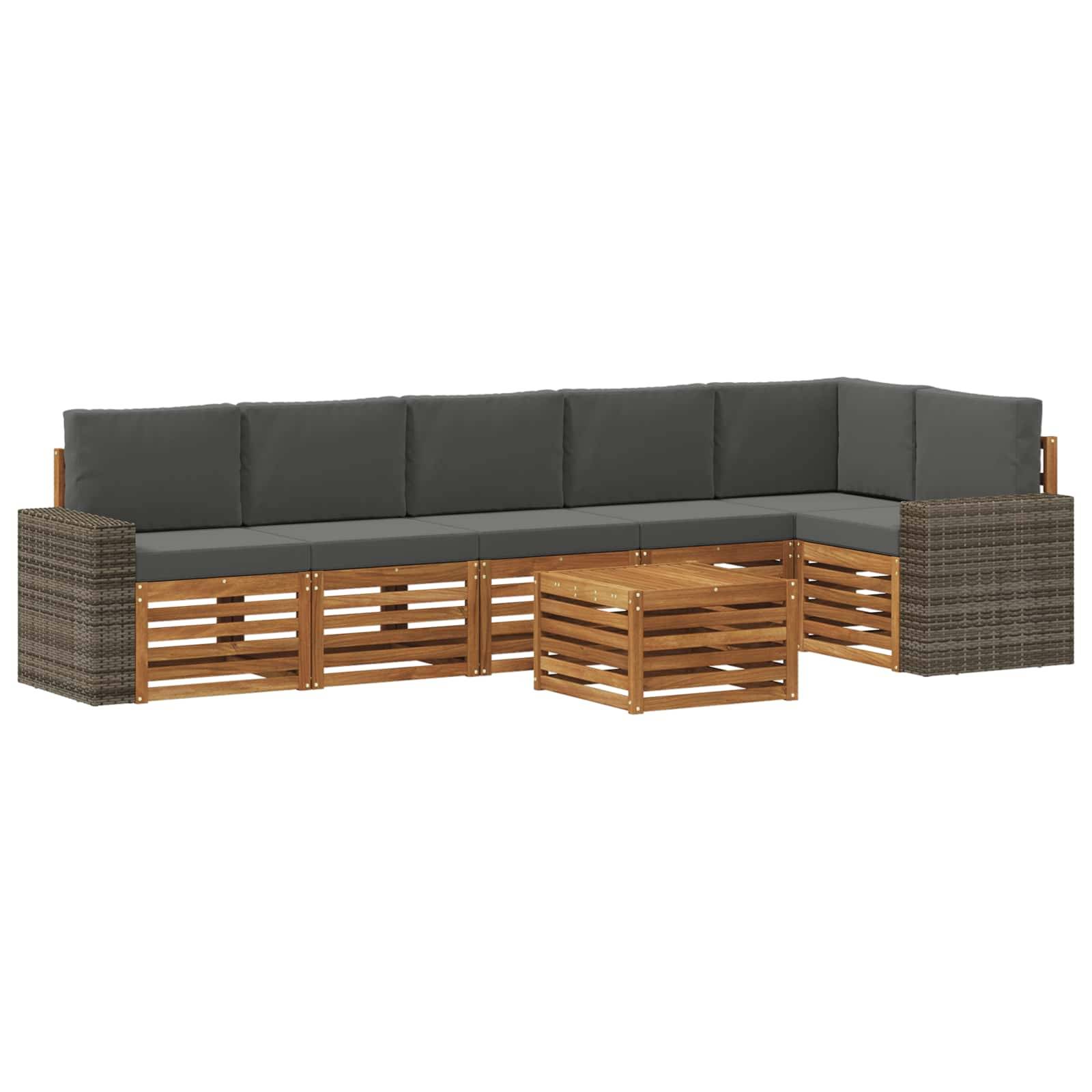 vidaXL Ecksofa Set 7 pcs Natur und Anthrazit Massivholz Akazie