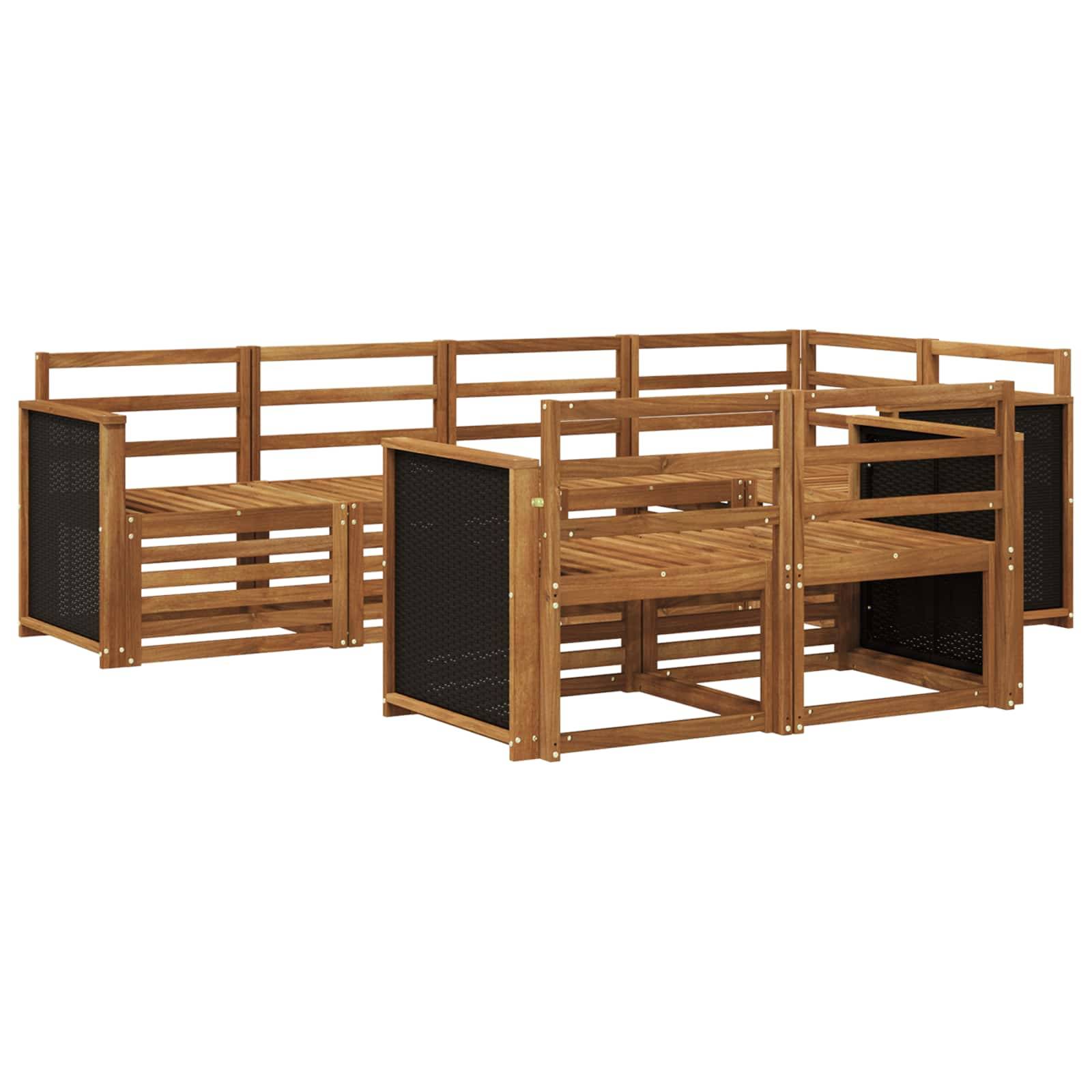 vidaXL Ecksofa Set 6 pcs Natur Massivholz Akazie