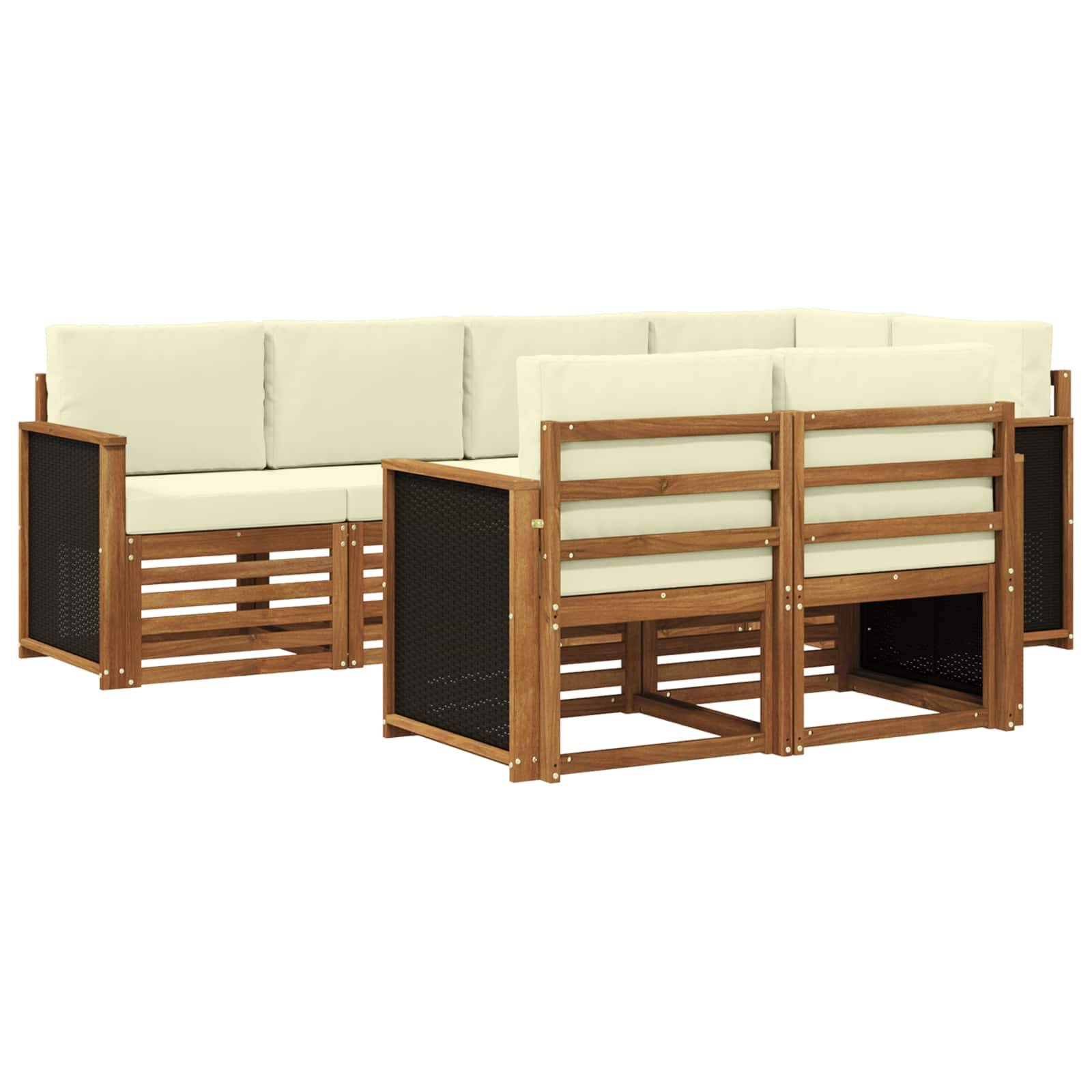 vidaXL Ecksofa Set mit Kissen 6 pcs Natur und Creme