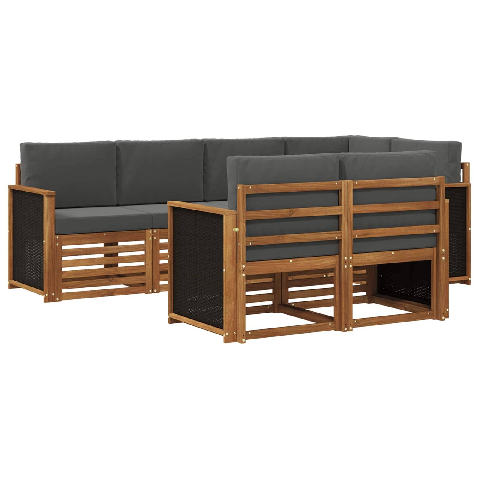 vidaXL Ecksofa Set mit Kissen 6 pcs Natur und Anthrazit