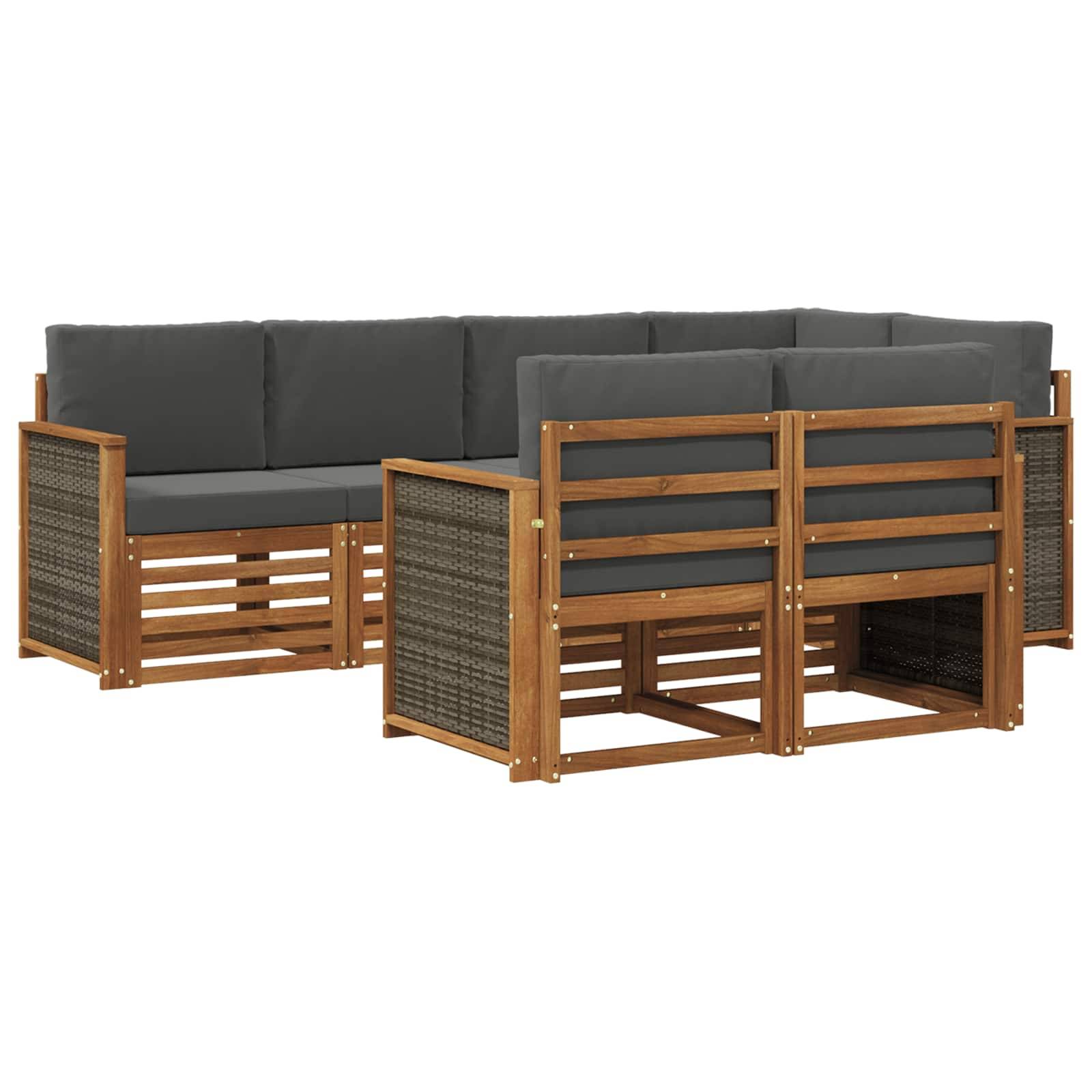 vidaXL Ecksofa Set mit Kissen 6 pcs Natur und Anthrazit
